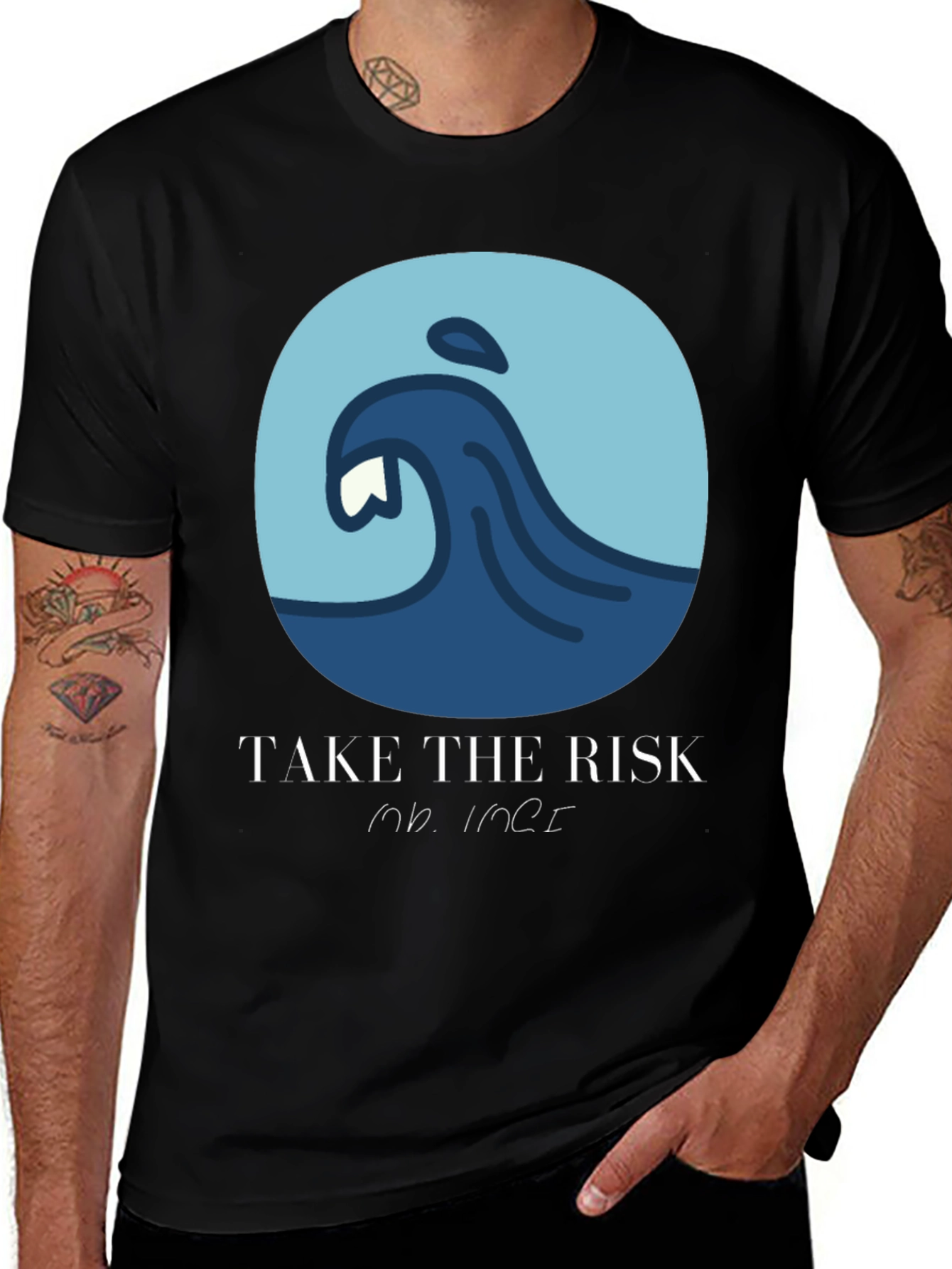 Variant 8 of Wave Design Tee - Take the Risk, Embrace the Ocean!