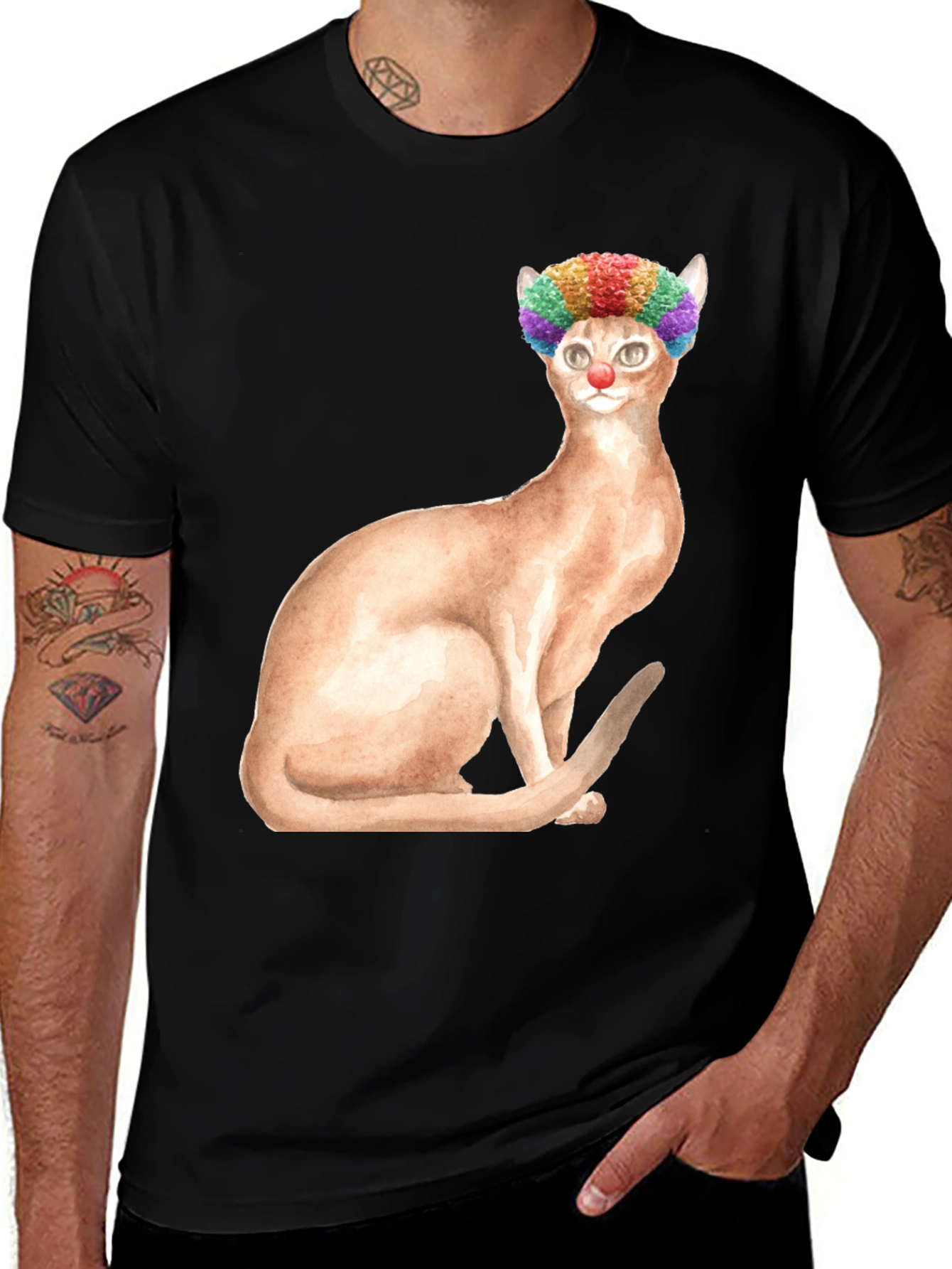 Variant 3 of Clown Cat Graphic Tee - Funny Cat T-Shirt
