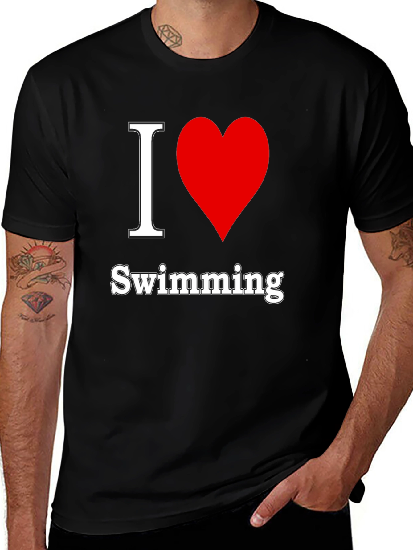Variant 29 of I Heart Swimming Black T-Shirt