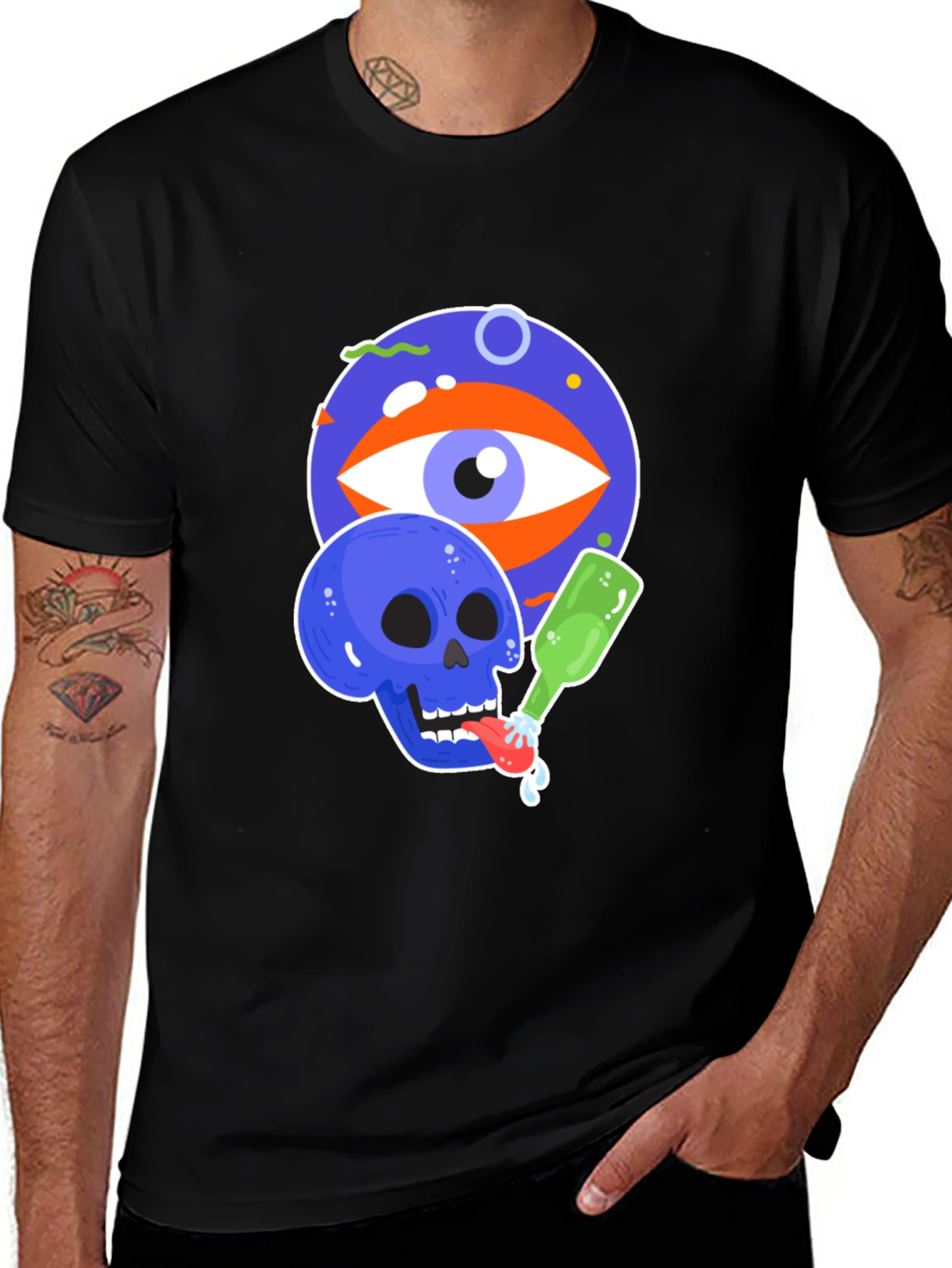 Variant 29 of Eye & Skull Graphic Black Tee
