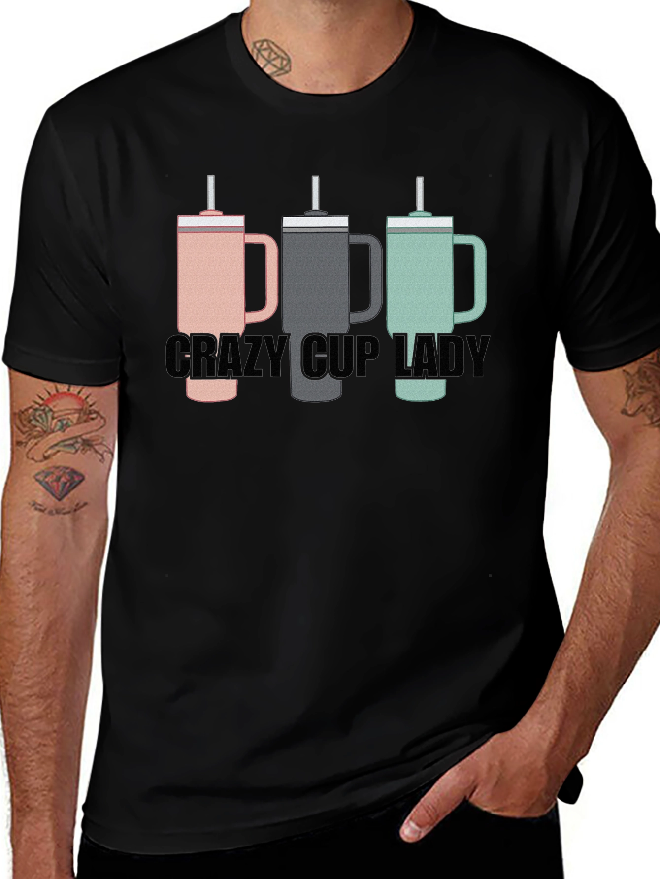 Variant 28 of Crazy Cup Lady T-Shirt - Novelty Graphic Tee