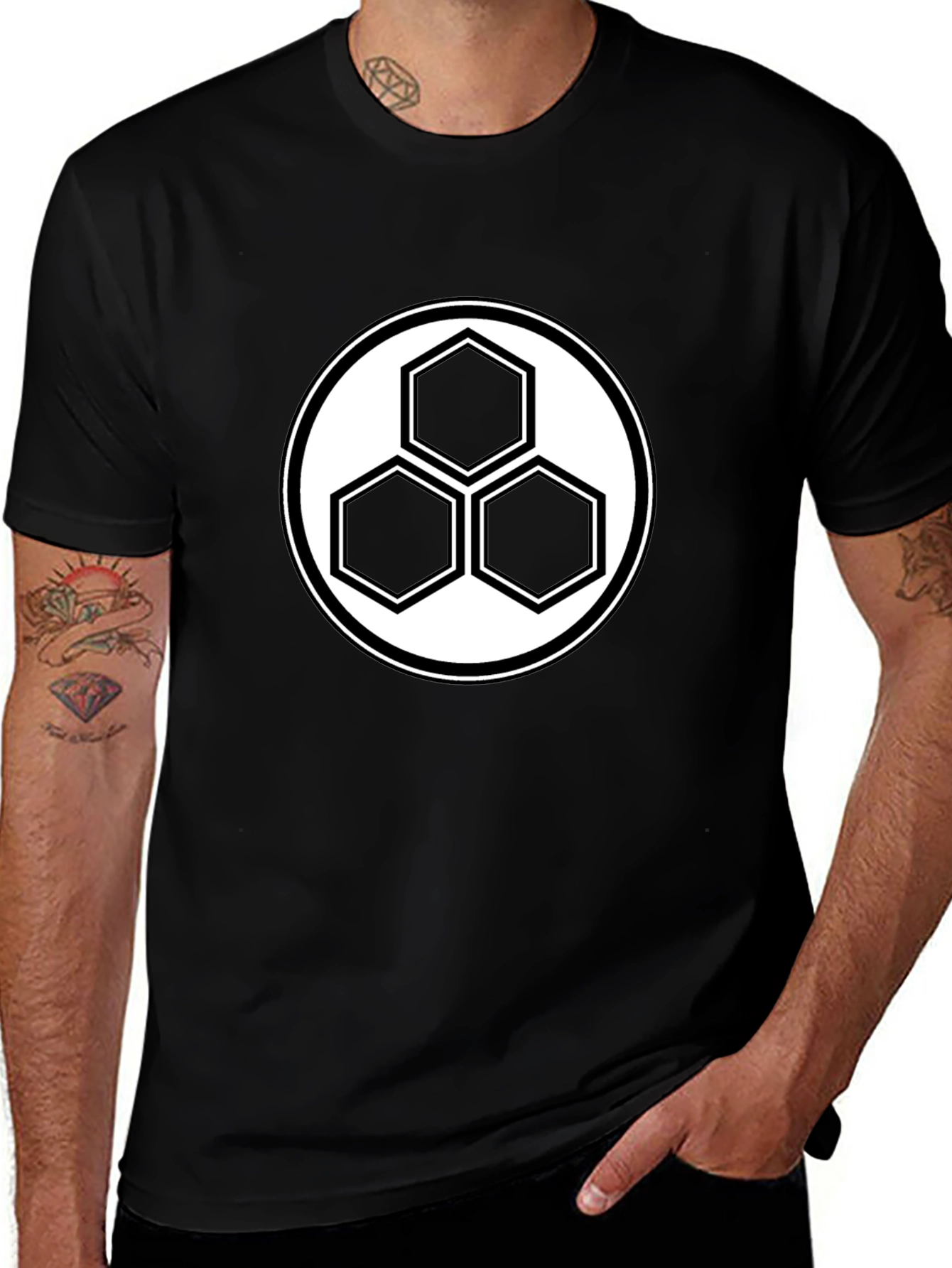 Geometric Hexagon T-Shirt - Modern Minimalist Design