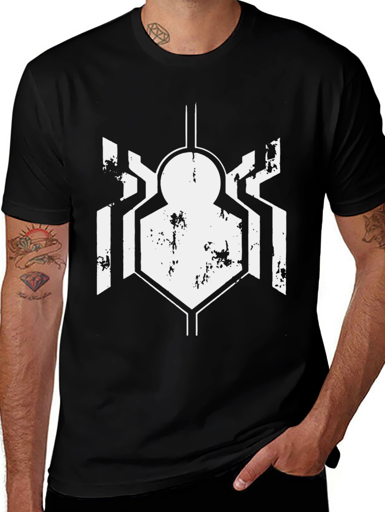 Variant 23 of Men's Black Spider Logo Graphic T-Shirt
