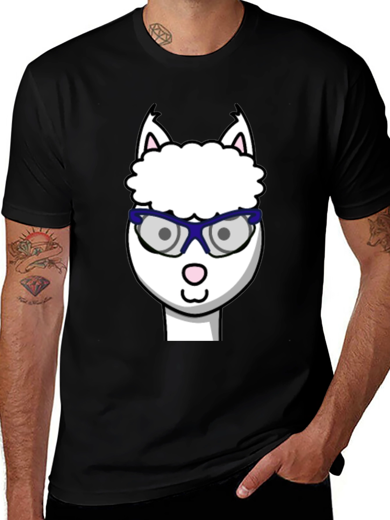 Variant 10 of Alpaca with Glasses Graphic Tee - Funny Animal T-Shirt