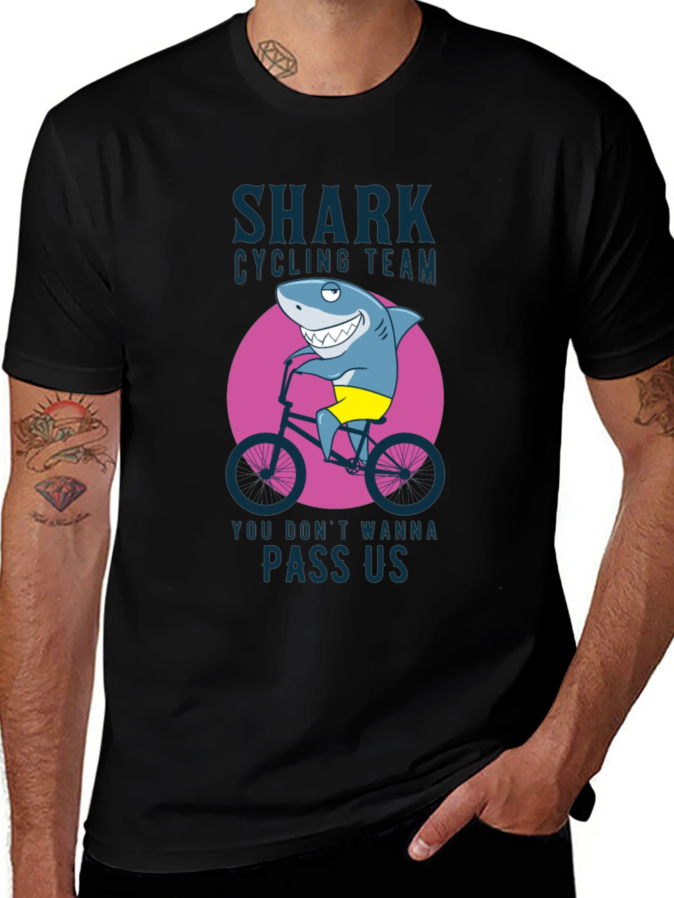 Variant 19 of Shark Cycling Team Graphic Tee - Ride in Style!