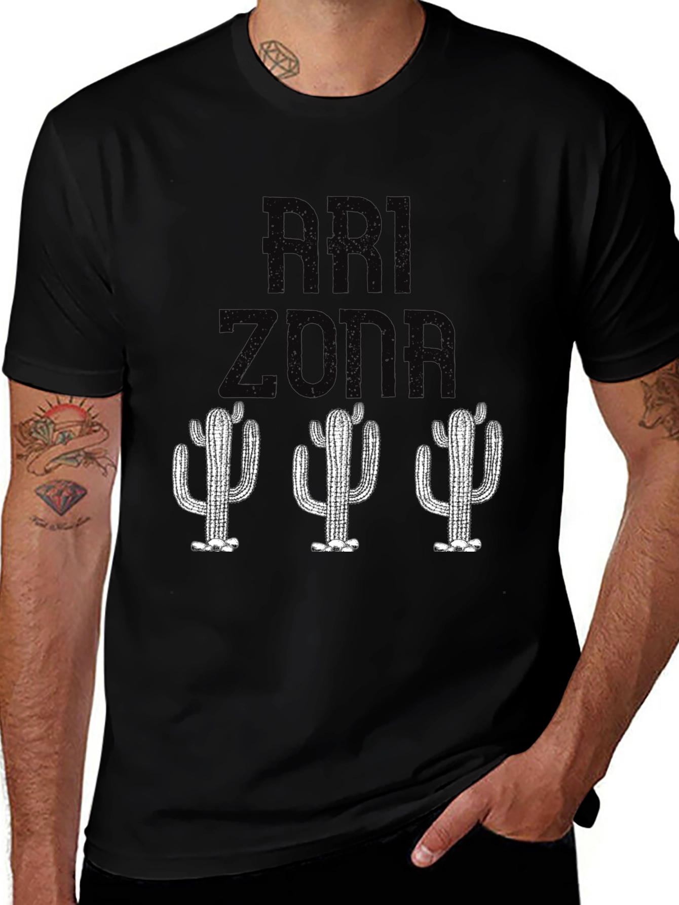 Variant 15 of Arizona Cactus Graphic T-Shirt - Black