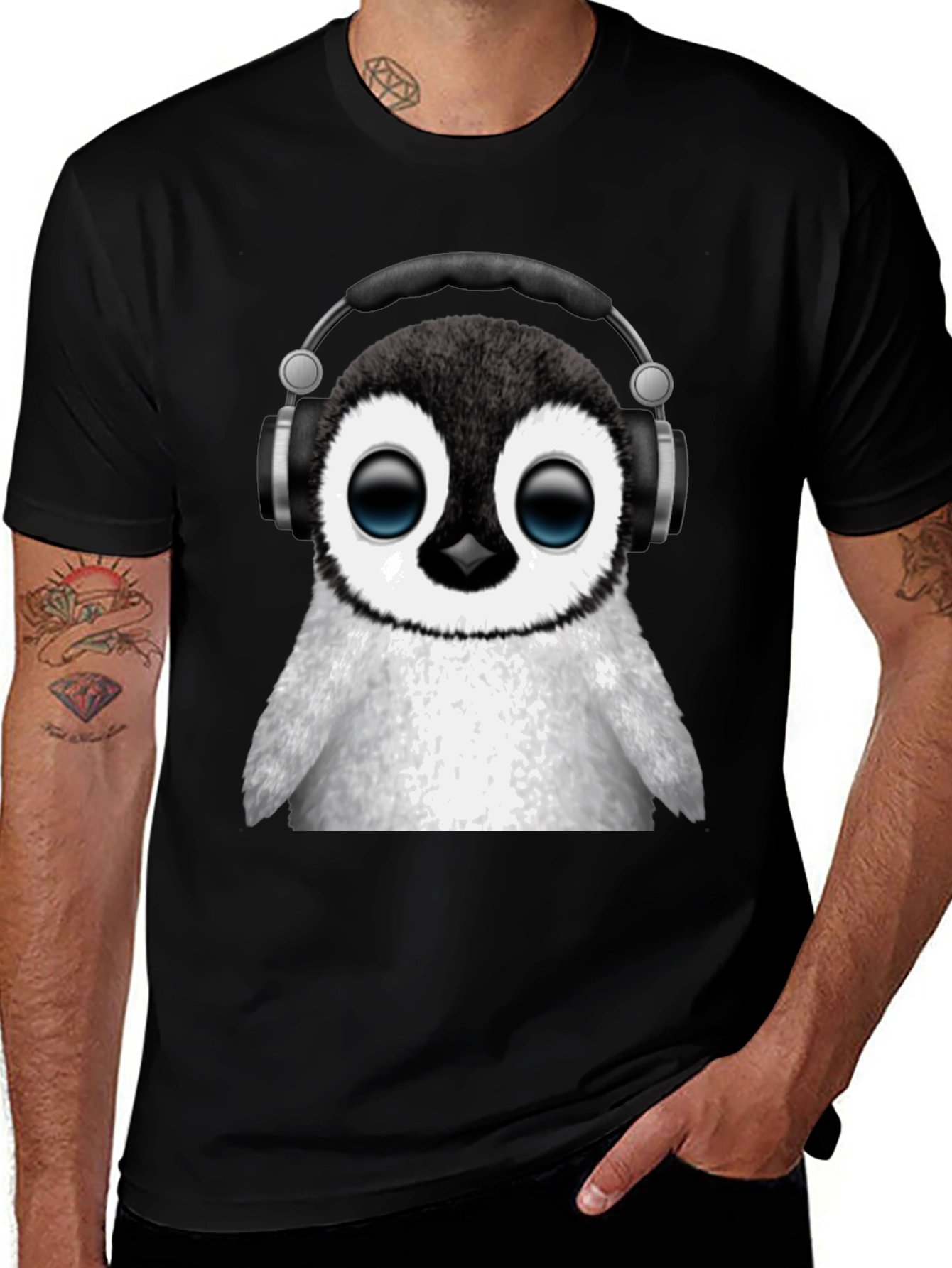 Variant 23 of Penguin Headphone Graphic Tee