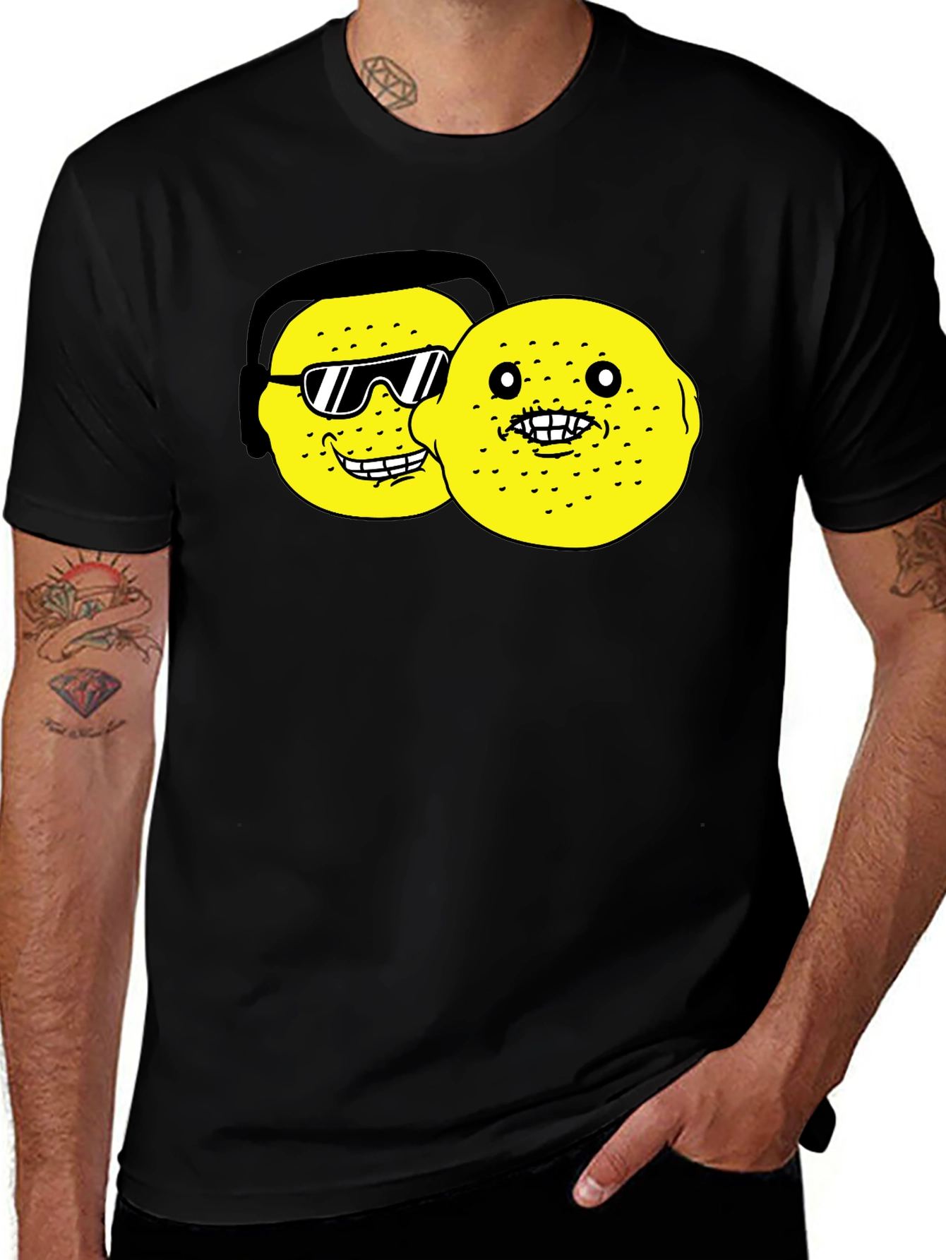 Variant 22 of Lemon Character Graphic Black T-Shirt