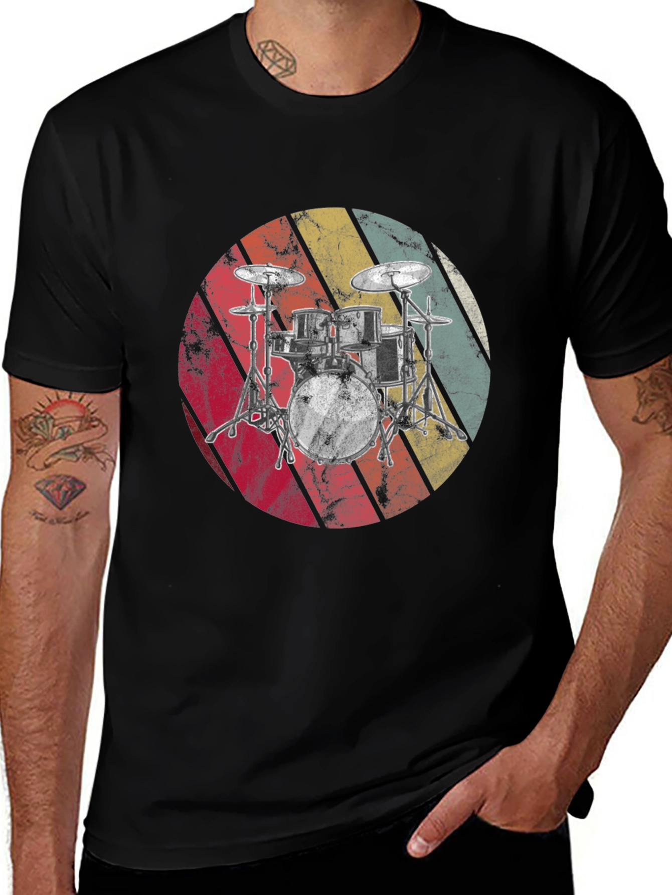 Variant 6 of Retro Drum Set T-Shirt - Music Lover Tee