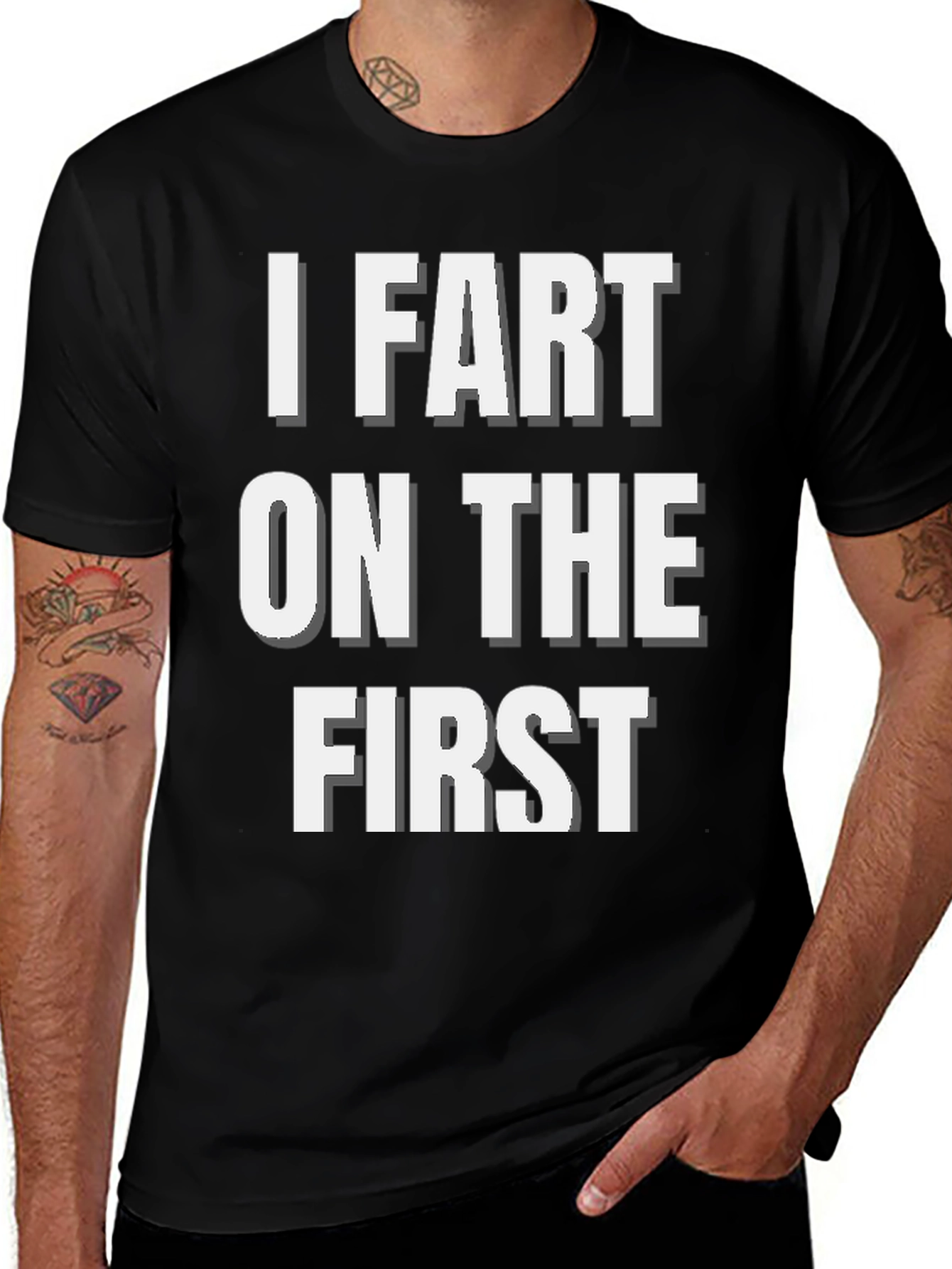 Variant 26 of I Fart on the First T-Shirt Funny Gag Gift Novelty Tee