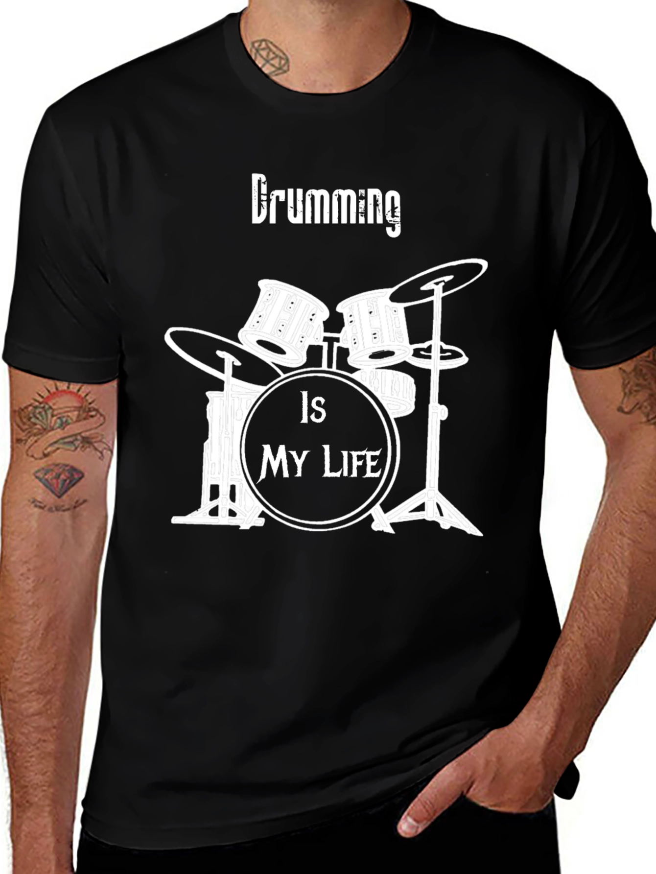 Variant 27 of Drumming Is My Life Black T-Shirt