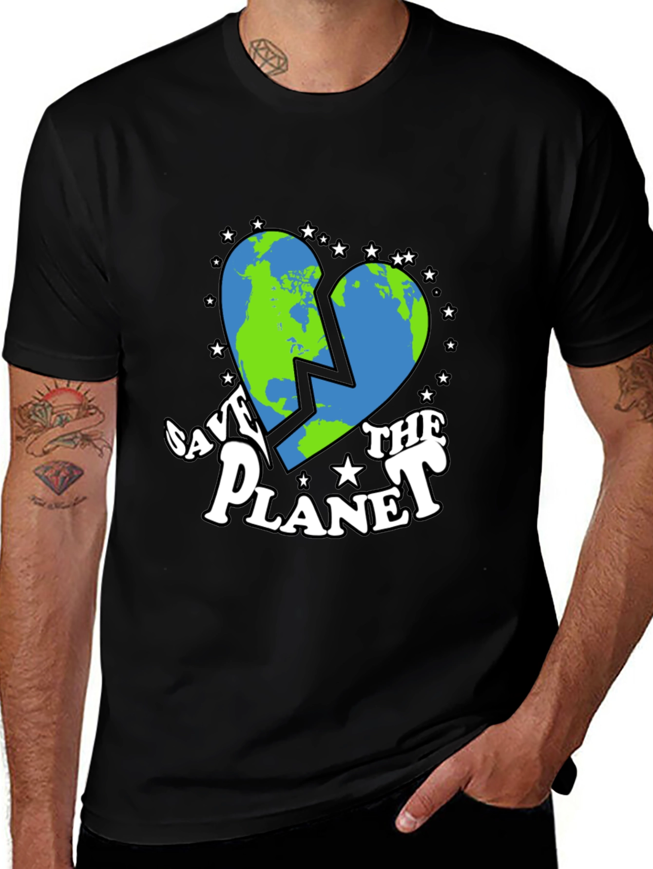 Save the Planet Earth Heart Graphic T-Shirt