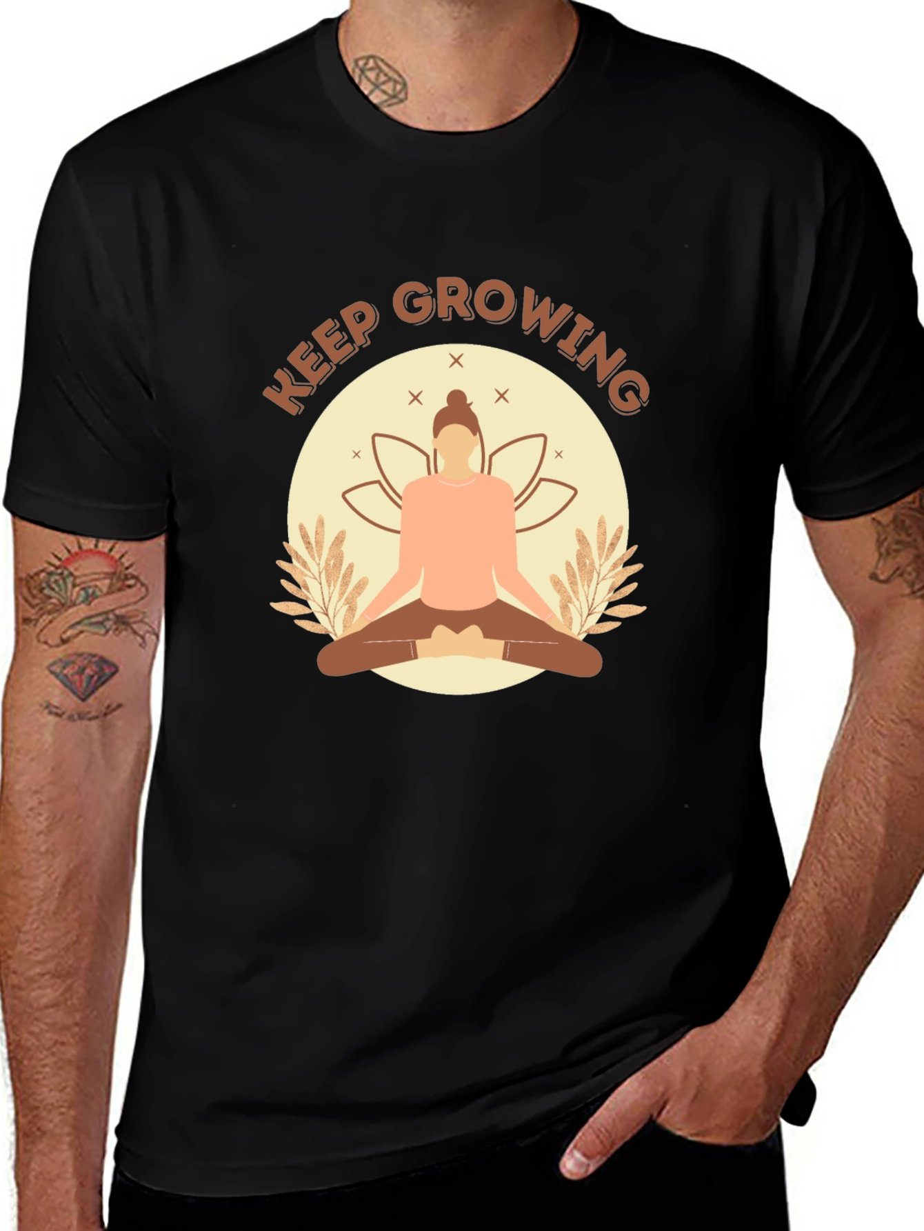 Variant 24 of Keep Growing Yoga Black T-Shirt