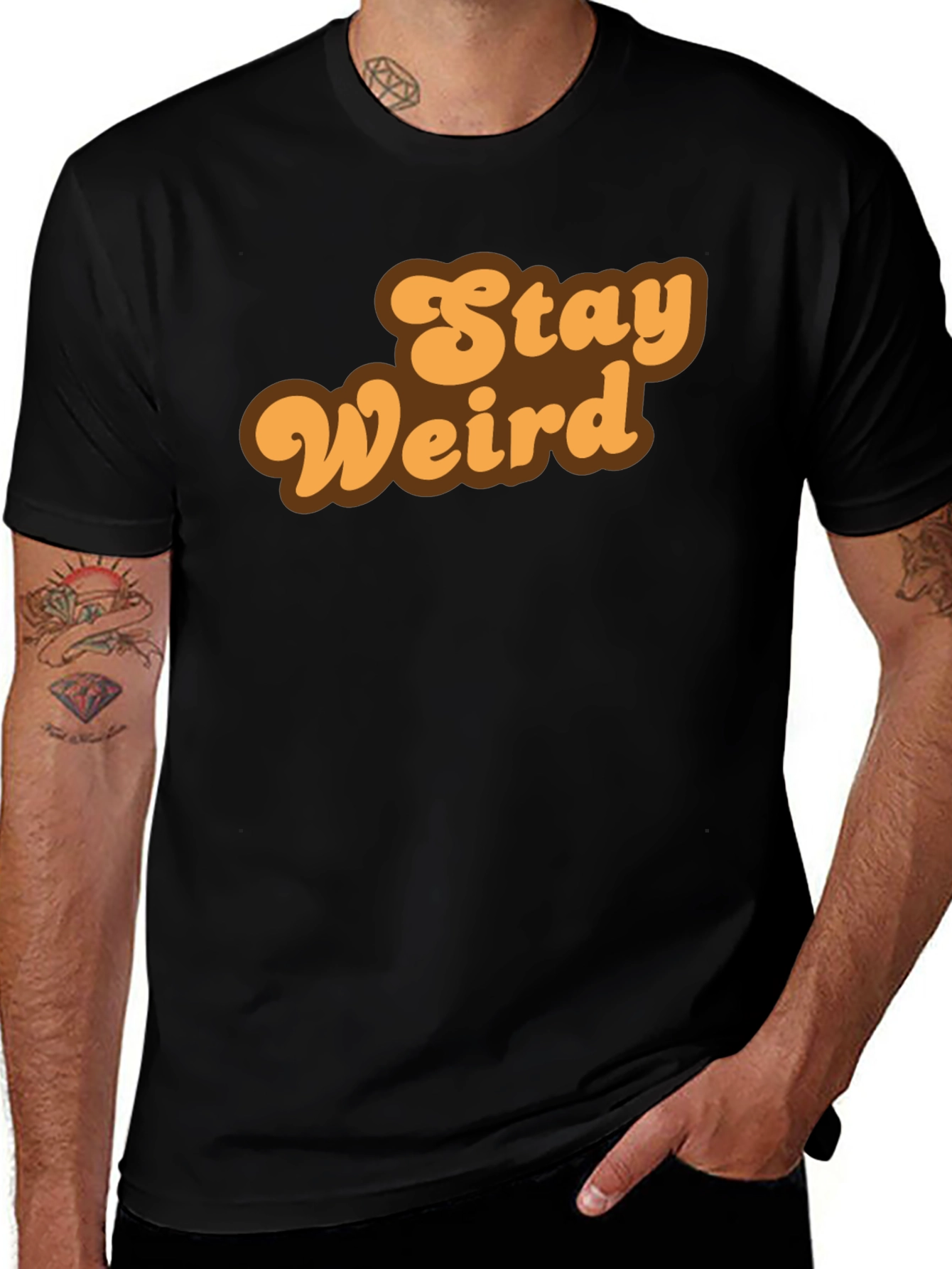 Variant 29 of Stay Weird Retro Graphic Tee - Black
