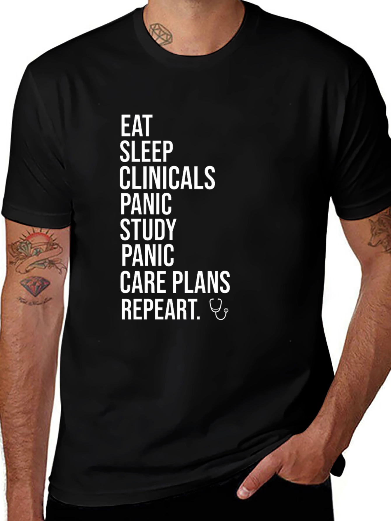 Variant 3 of Eat Sleep Clinicals Repeat Black T-Shirt