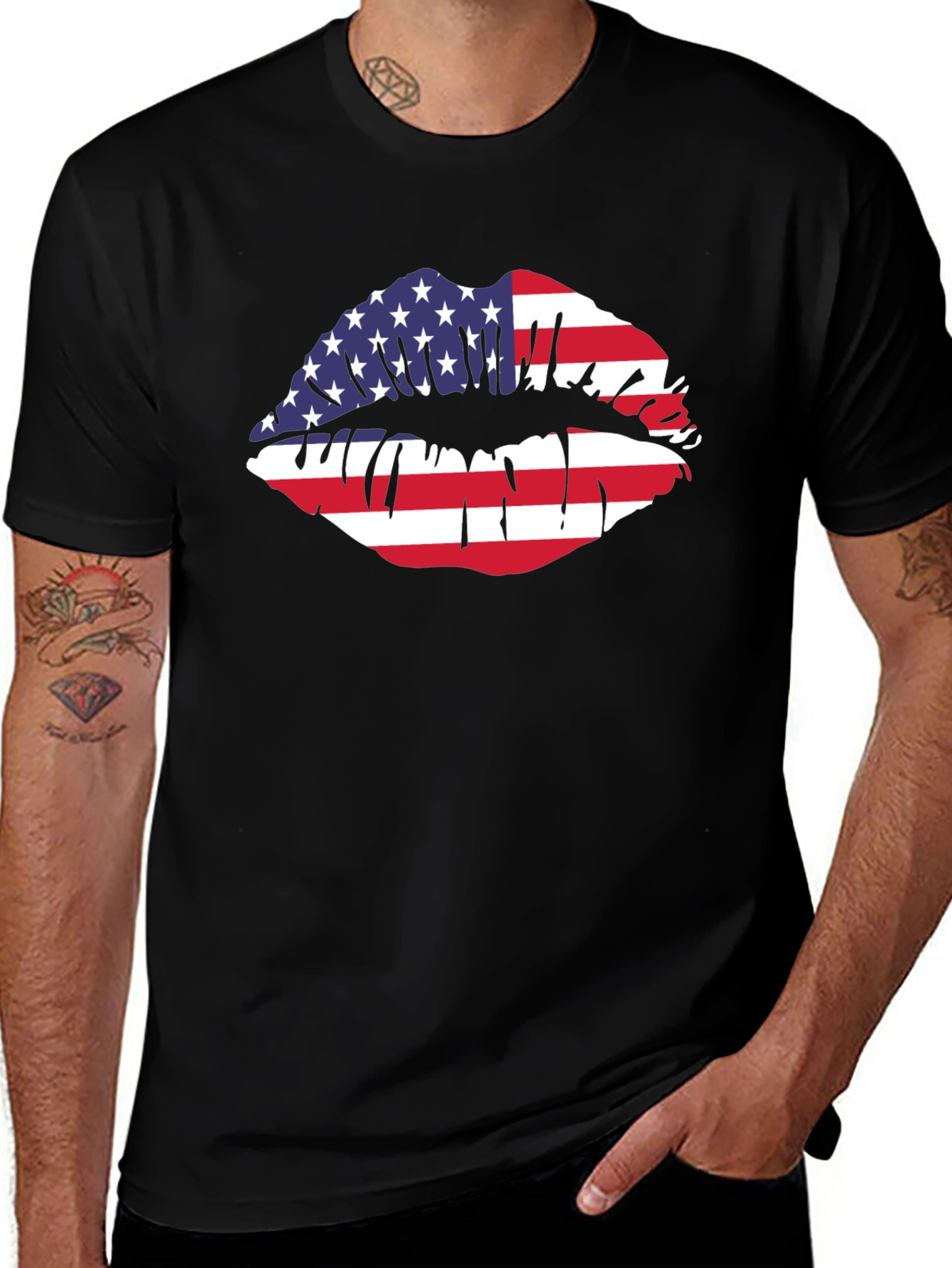 American Flag Lips Graphic Tee