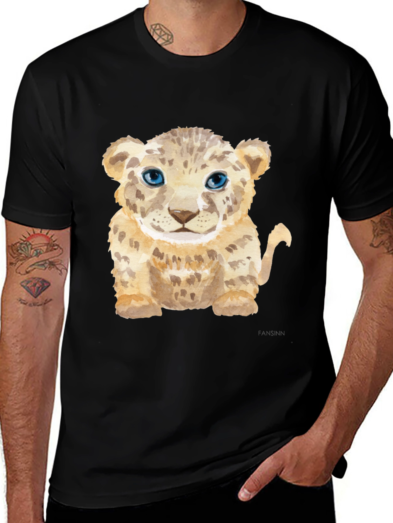 Variant 20 of Cute Watercolor Leopard Cub Graphic Tee