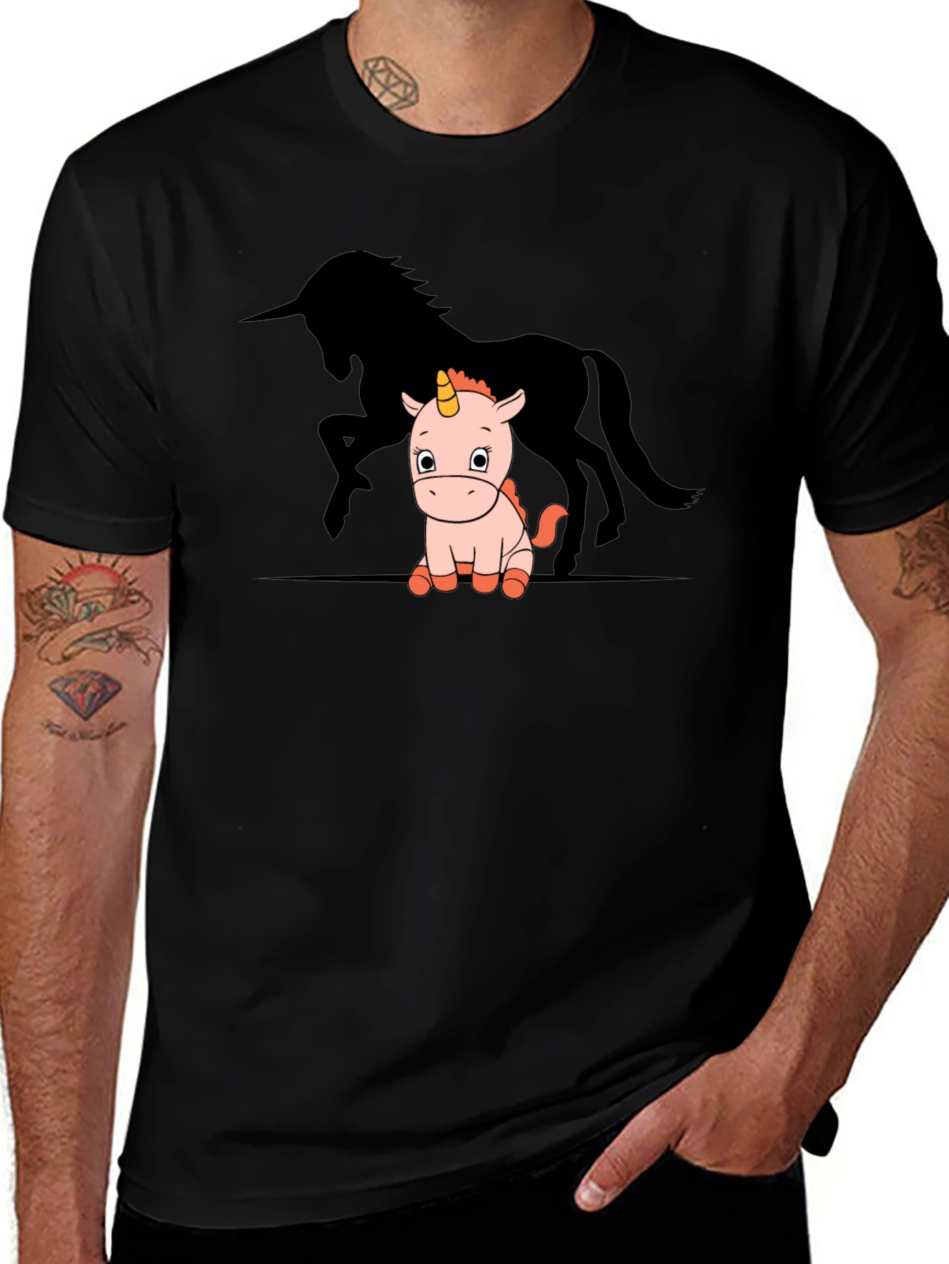 Variant 18 of Unicorn Shadow T-Shirt: Cute & Edgy Design