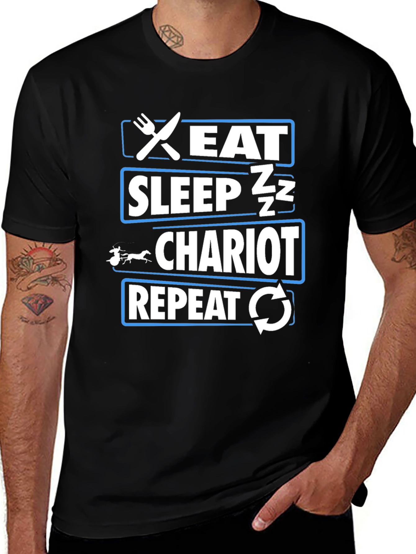 Eat Sleep Chariot Repeat Graphic Tee