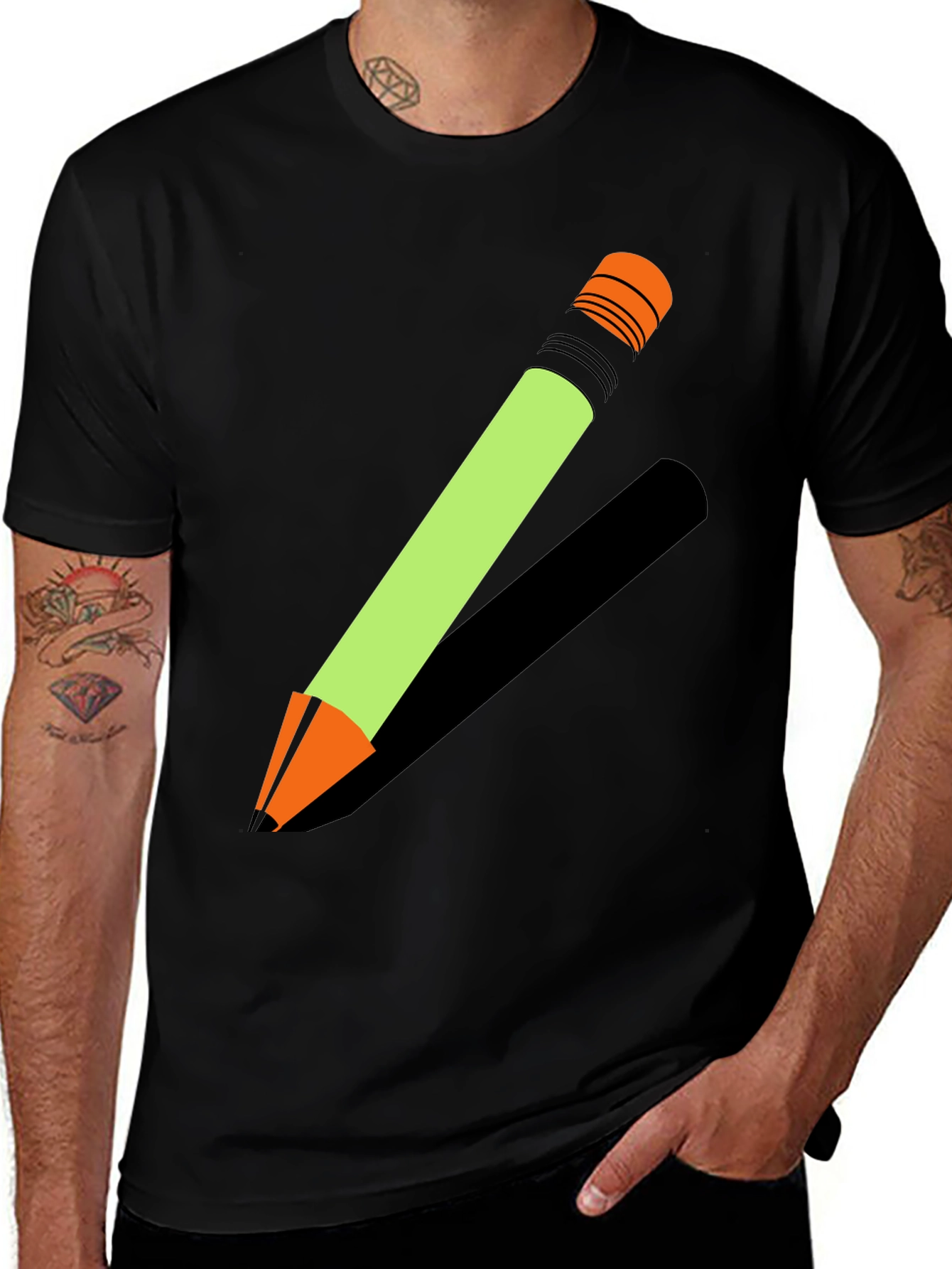 Variant 2 of Pencil Graphic Tee - Black Cotton T-Shirt