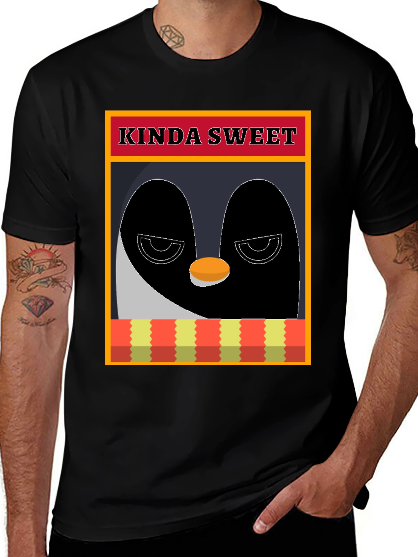 Variant 29 of Kinda Sweet Penguin Graphic T-Shirt - Black