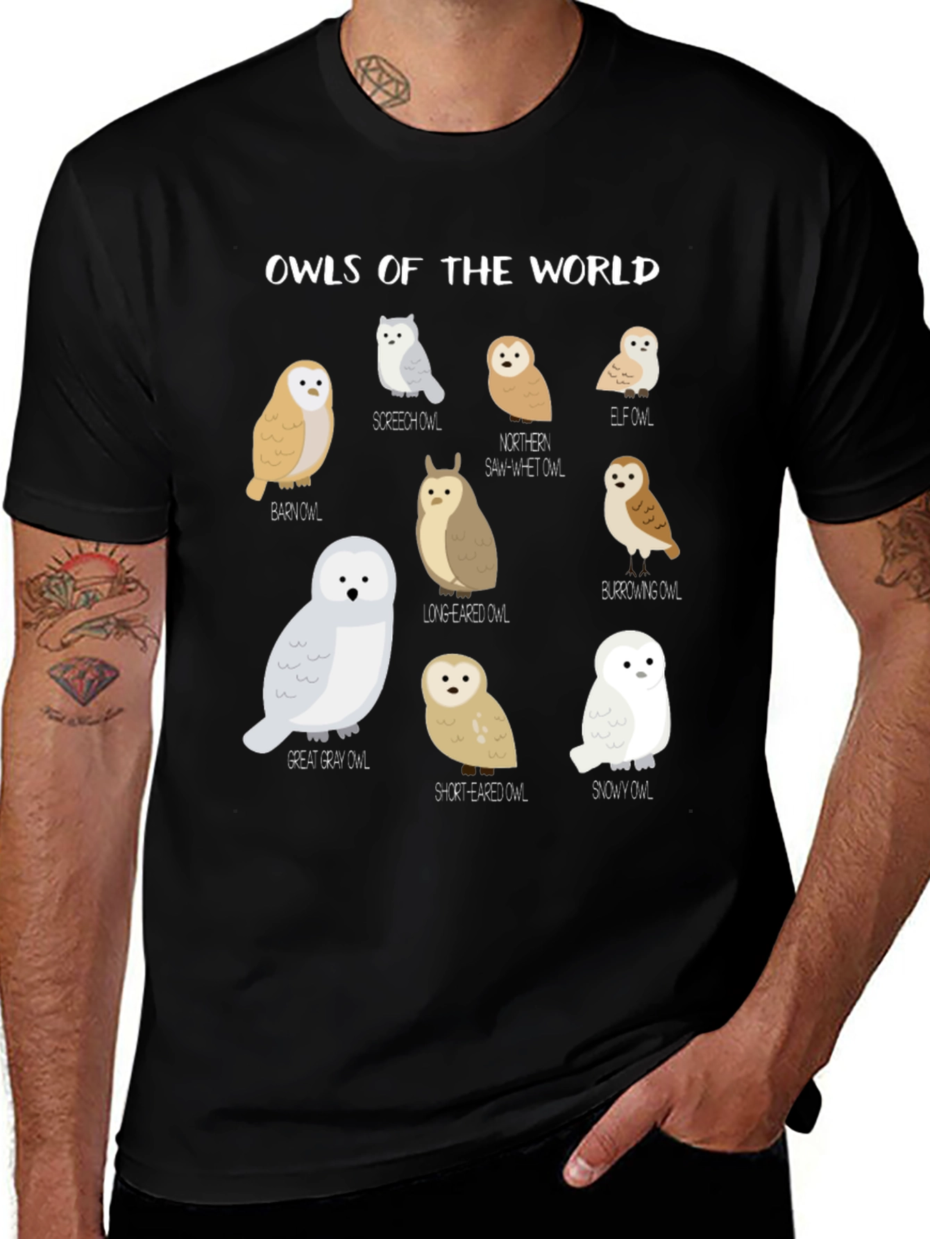 Variant 6 of Owls of the World Graphic T-Shirt