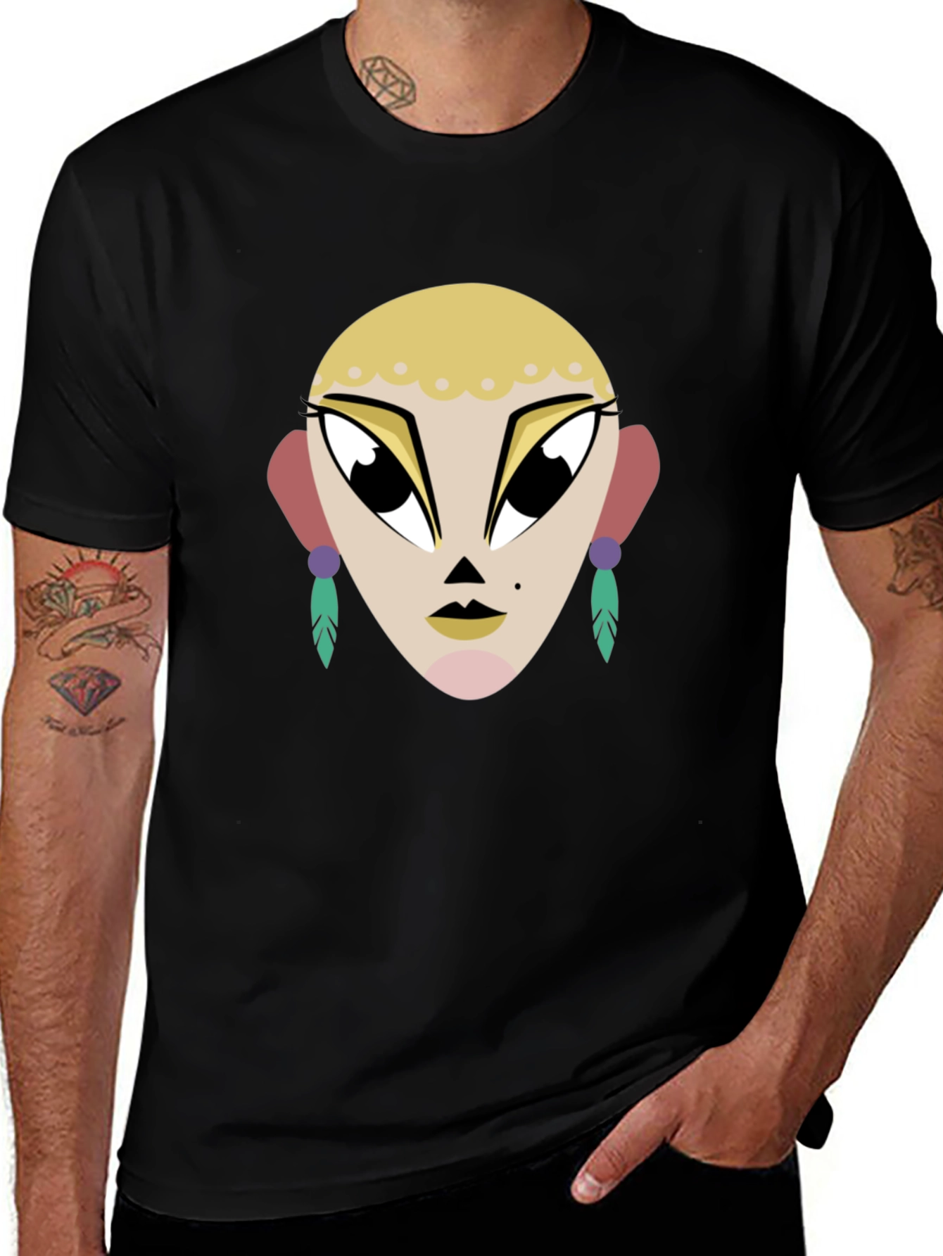 Variant 8 of Geometric Face Graphic Tee - Cool & Unique