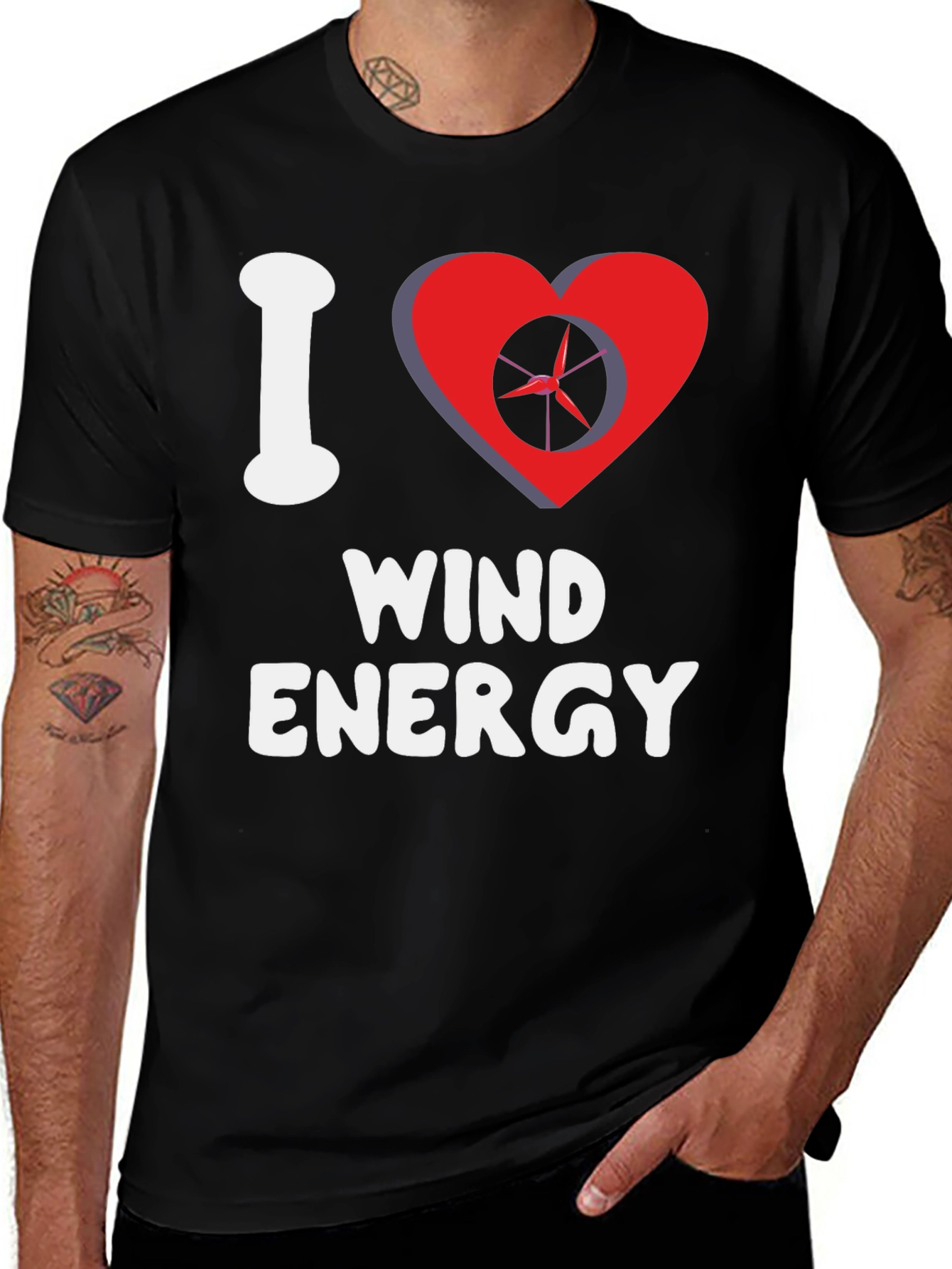Variant 16 of I Love Wind Energy T-Shirt - Sustainable Power Tee