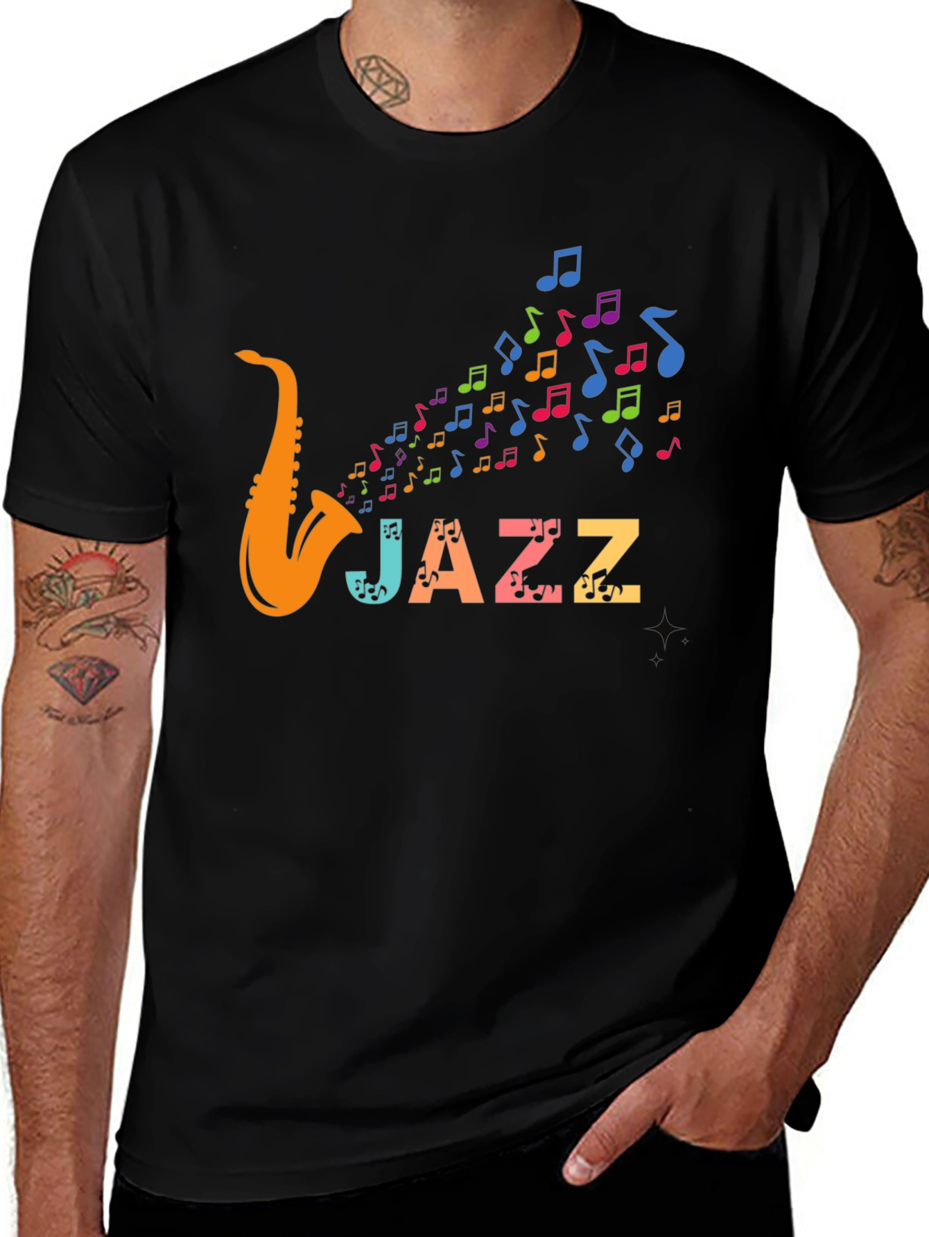 Variant 4 of Jazz Saxophone Music T-Shirt - Colorful Design