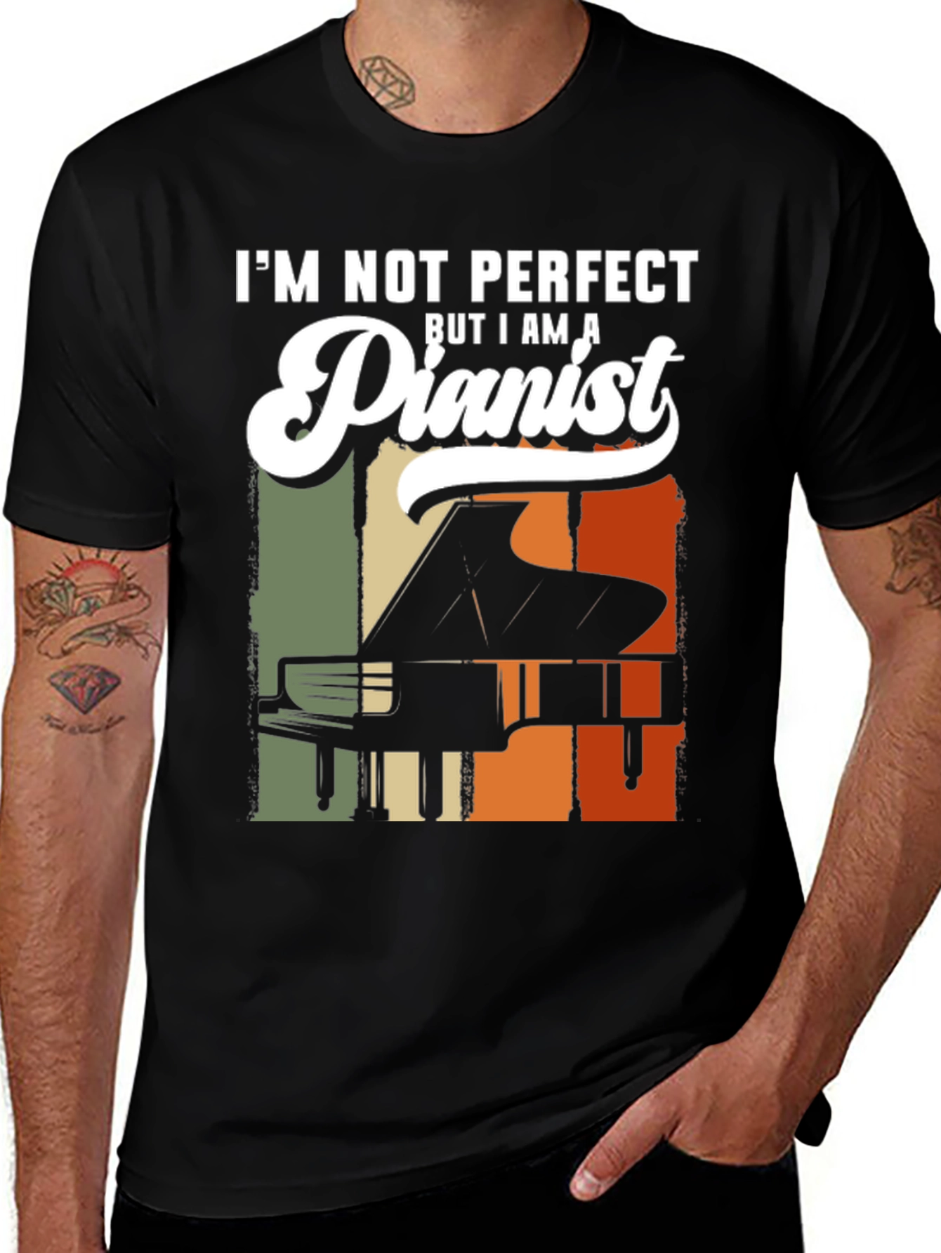 Variant 30 of Pianist T-Shirt - I'm Not Perfect Piano Tee