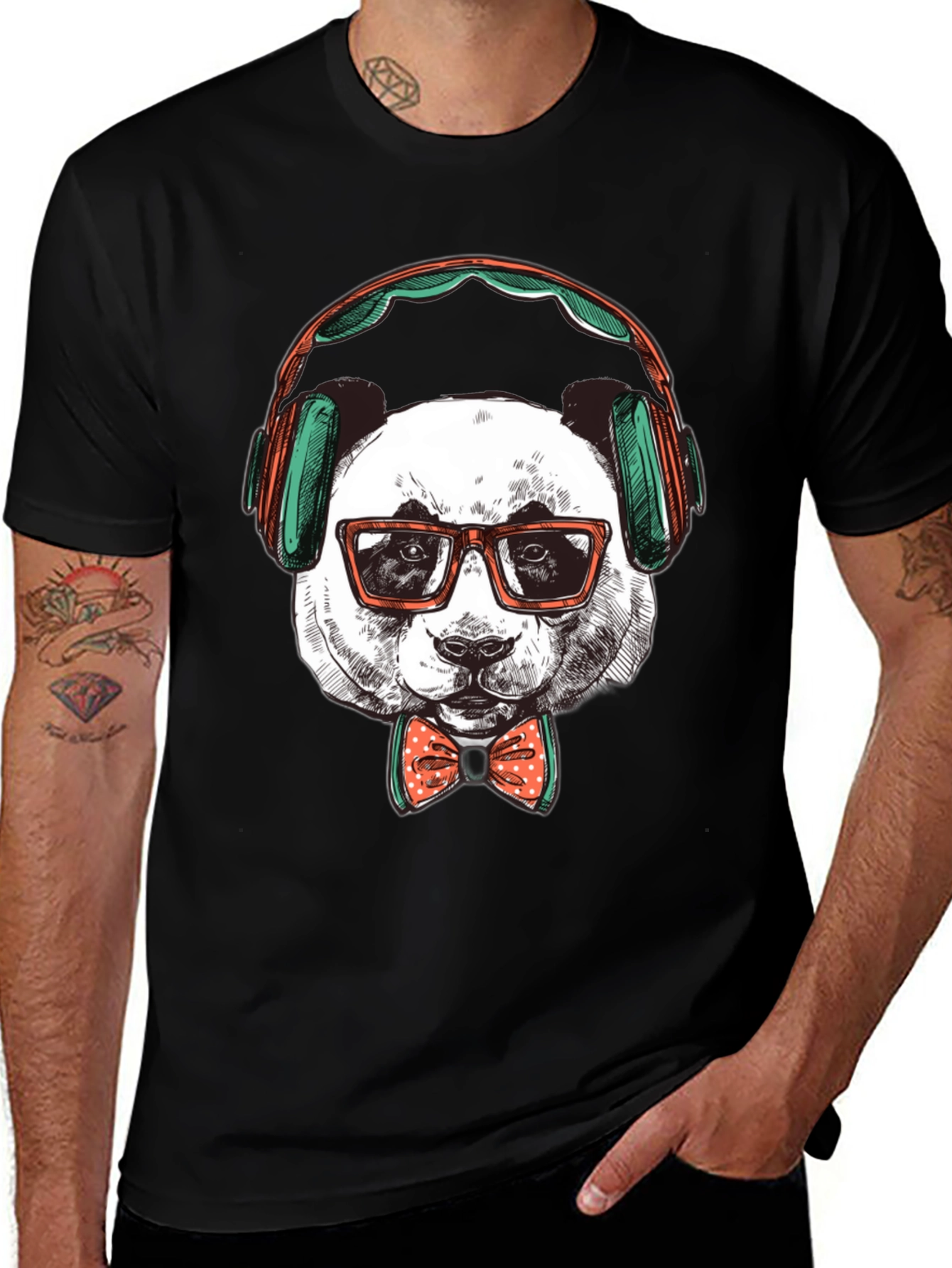 Variant 30 of Cool Panda Headphone Graphic T-Shirt