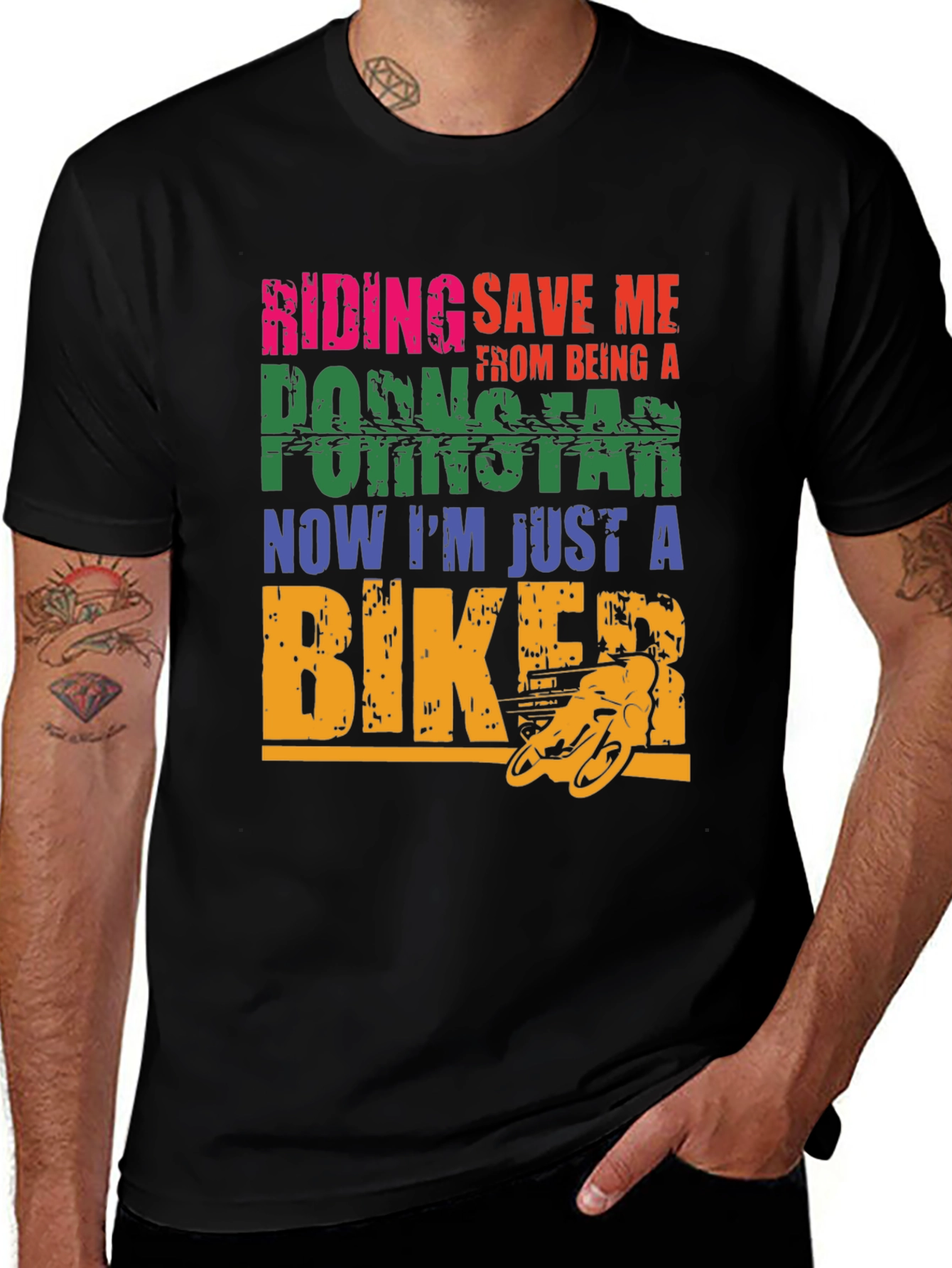 Variant 7 of Riding Save Me Biker Graphic T-Shirt