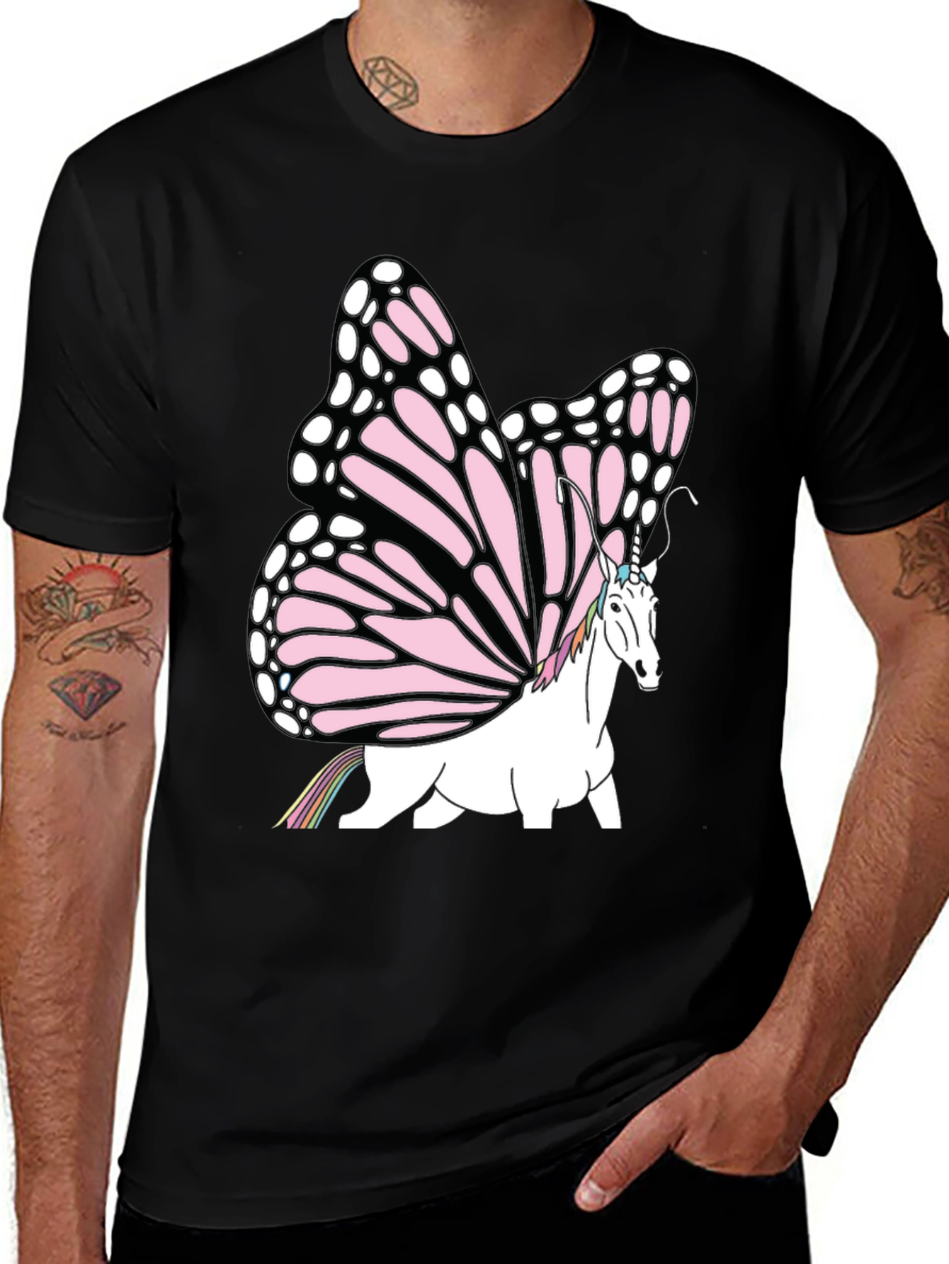 Variant 21 of Unicorn Butterfly Graphic Tee - Black