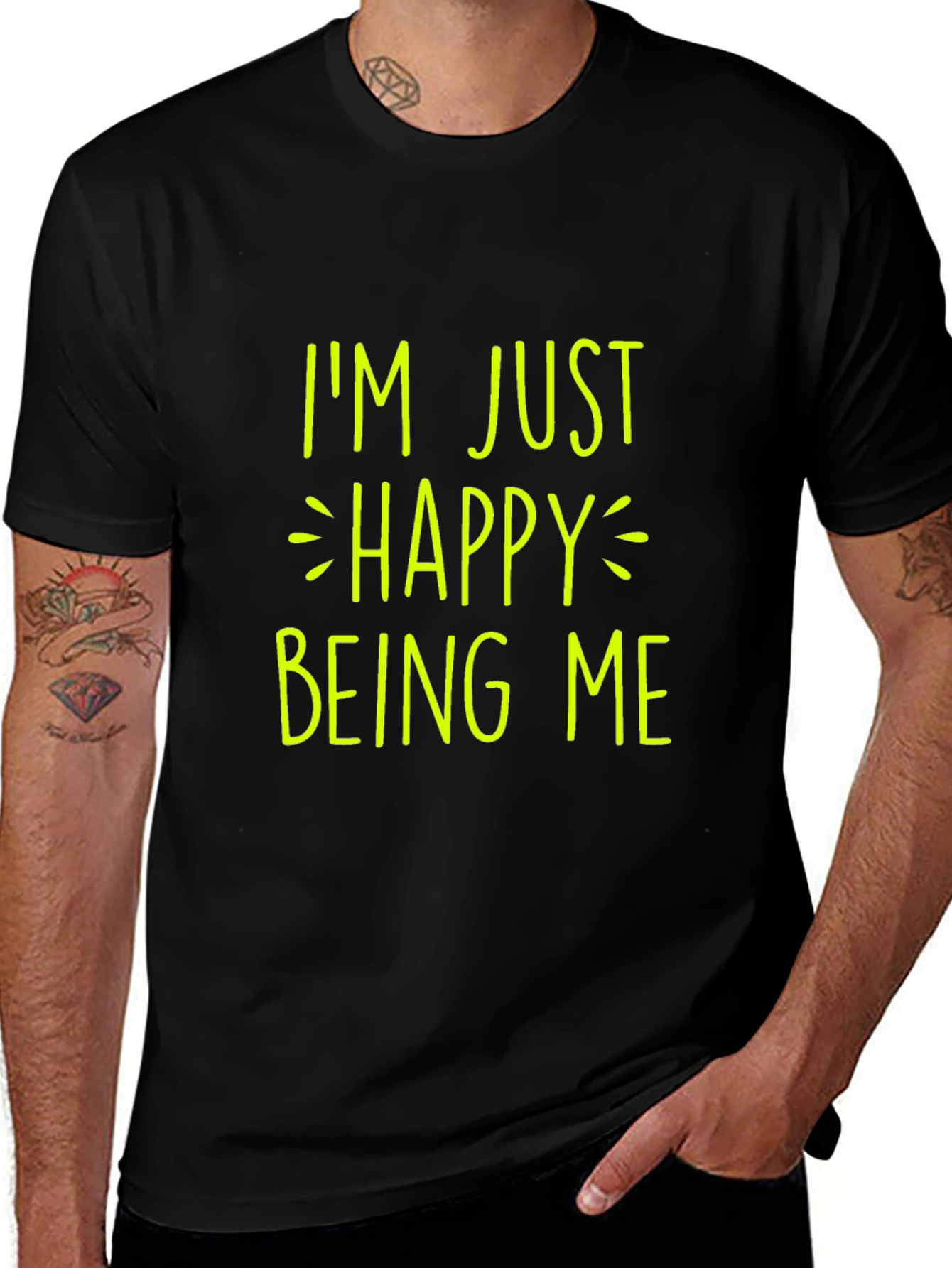 Variant 25 of Happy Being Me Black T-Shirt