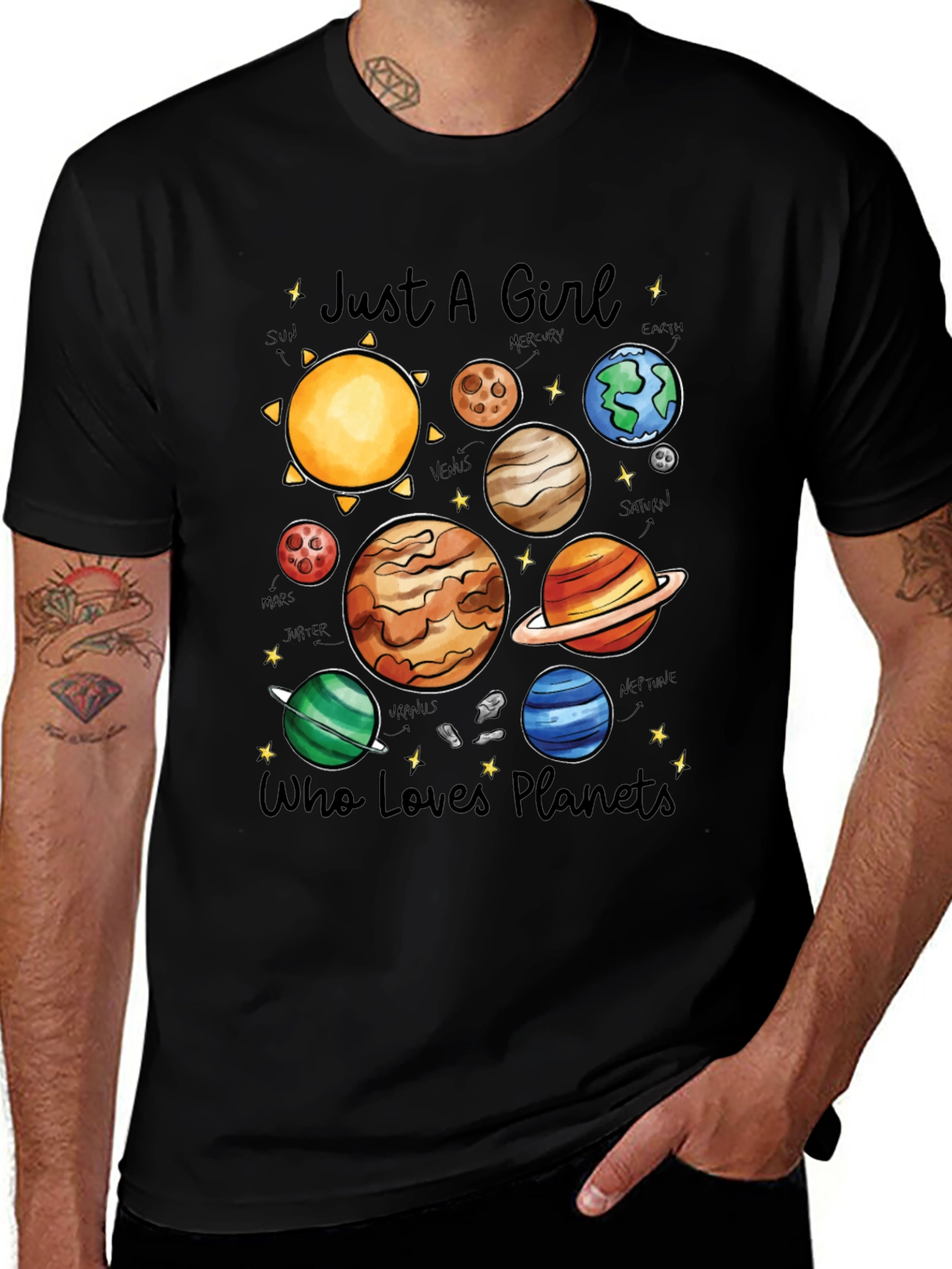 Girl Who Loves Planets T-Shirt - Space Lover Tee
