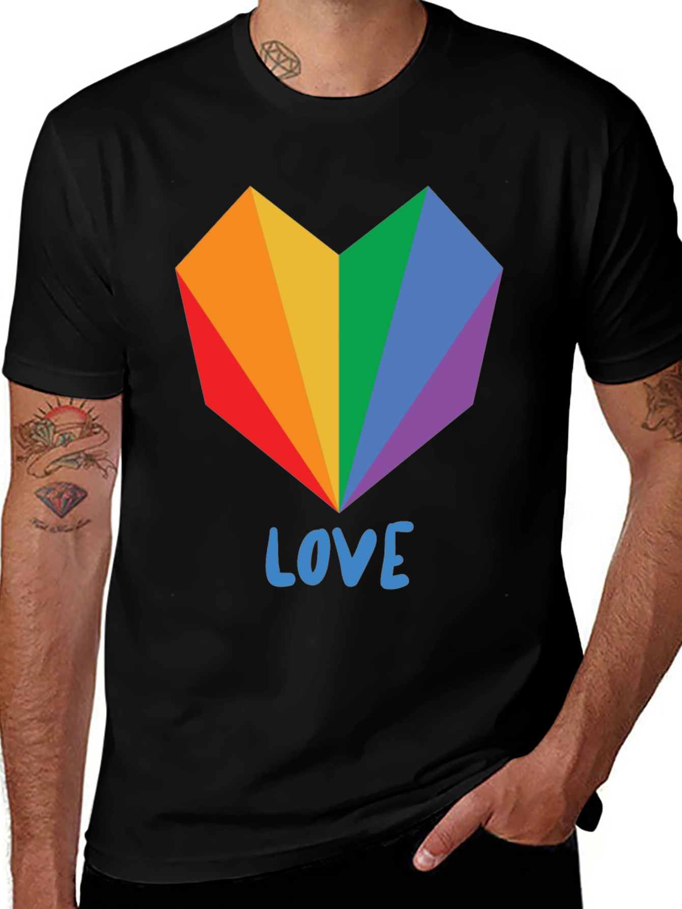 Variant 11 of LGBT Pride Love Heart Graphic Tee - Black