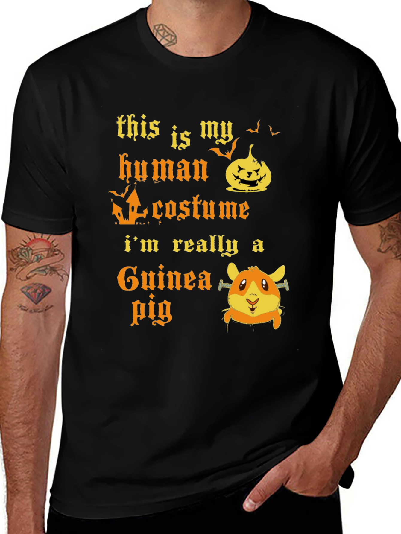 Human Costume Guinea Pig Halloween Graphic Tee