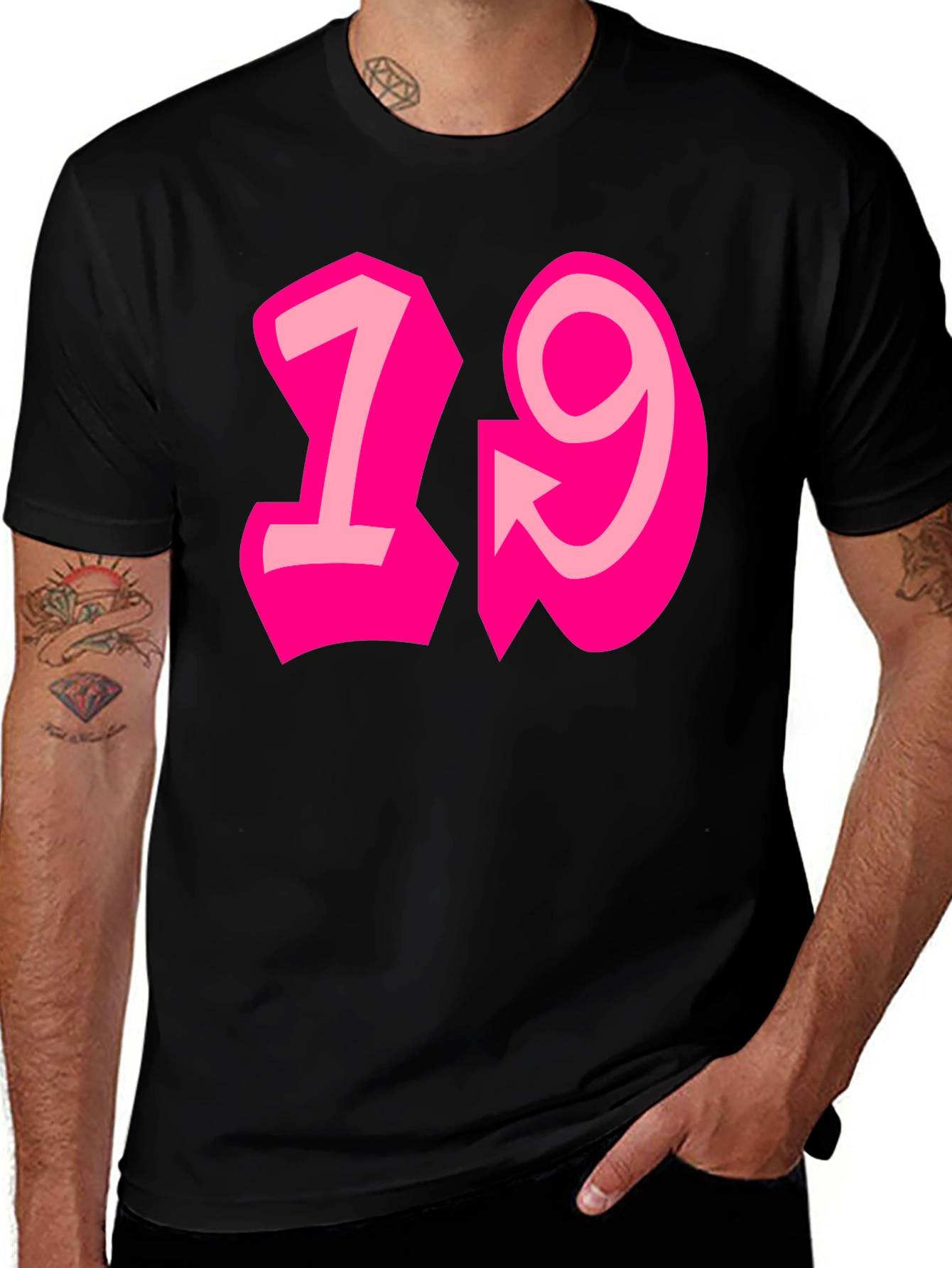 Variant 12 of Bold "19" Graphic Print Crew Neck T-Shirt