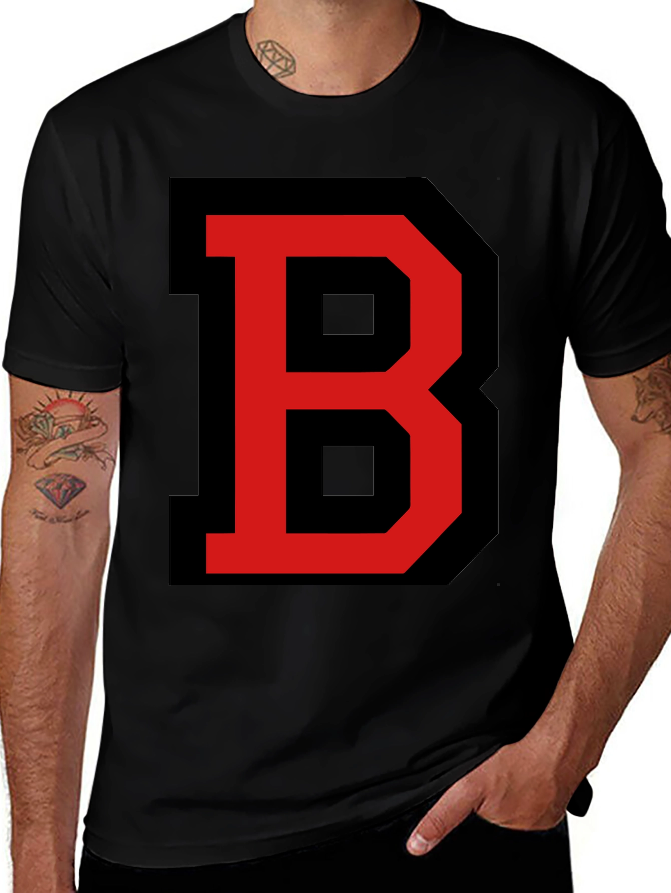 Variant 7 of Bold Letter B Graphic Tee - Black