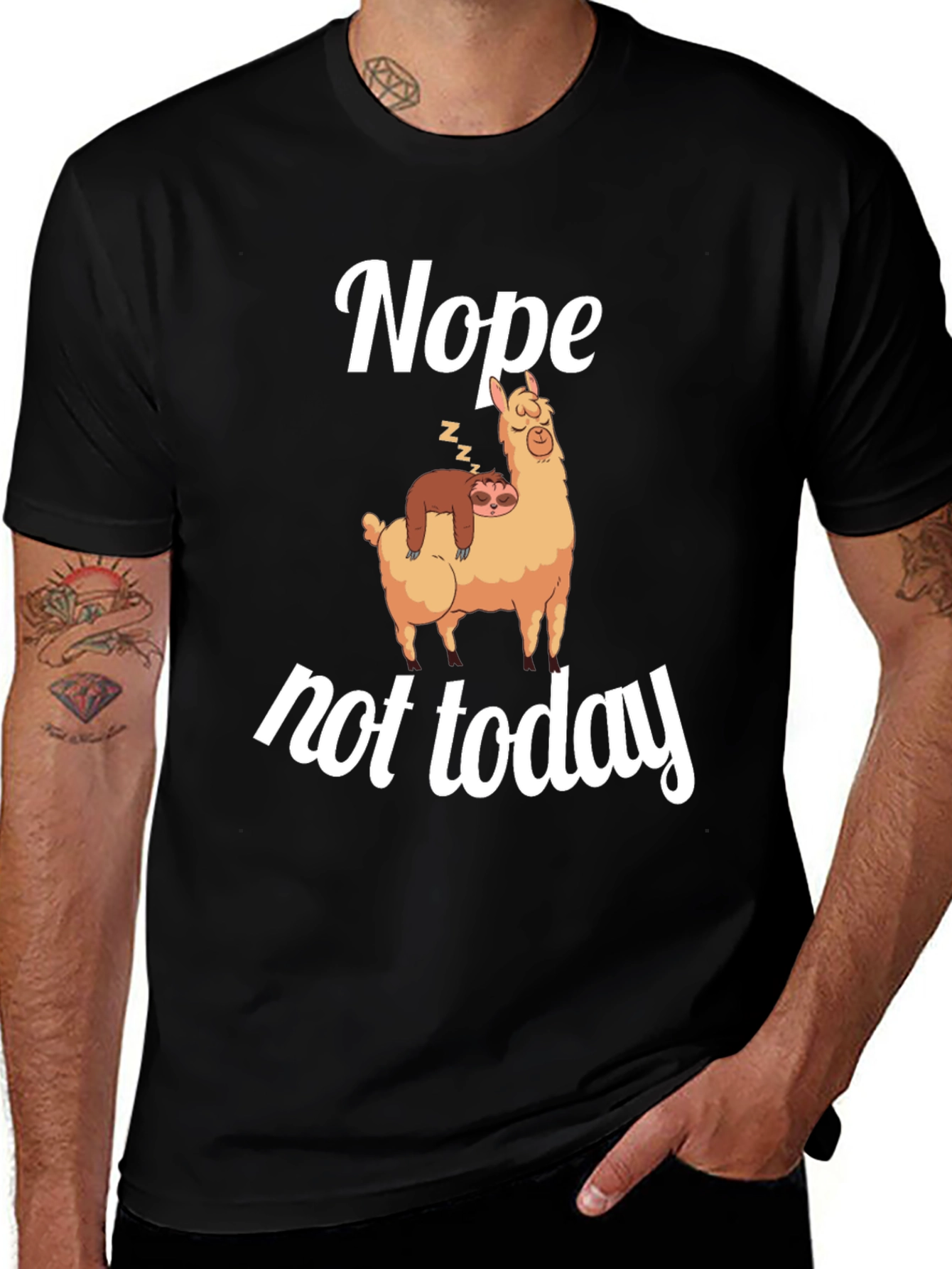 Variant 2 of Nope Not Today T-Shirt: Llama and Sloth Graphic Tee