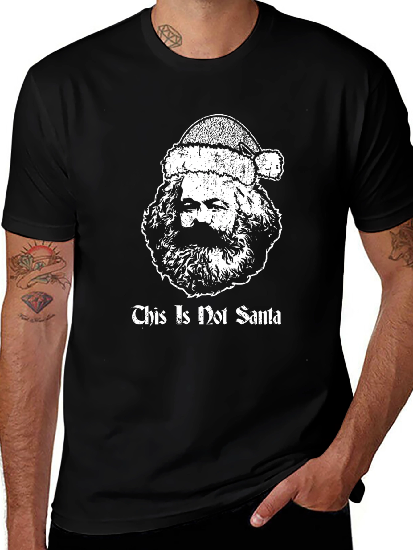Variant 23 of Marx Santa Black T-Shirt -  Holiday Humor Tee