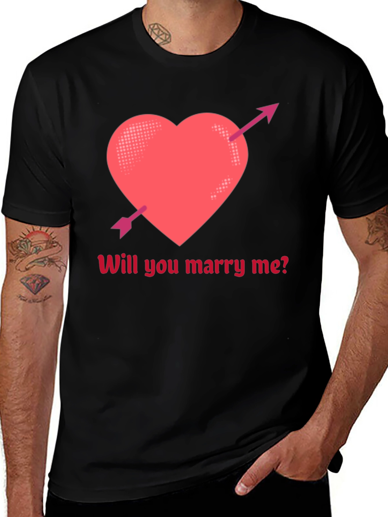 Variant 2 of Marry Me Heart Arrow Tee - Romantic Proposal Shirt