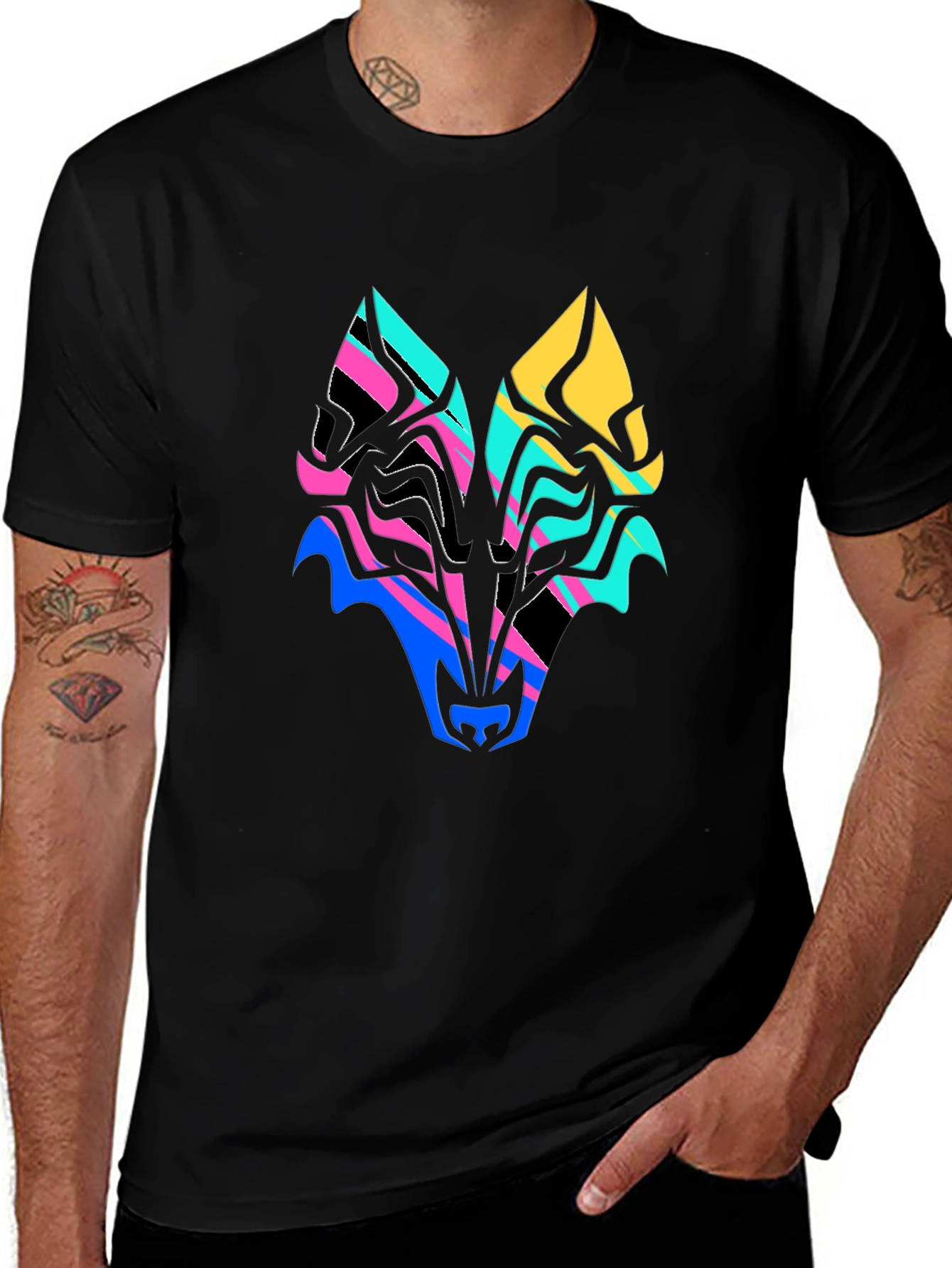 Variant 6 of Abstract Wolf Graphic Black T-Shirt