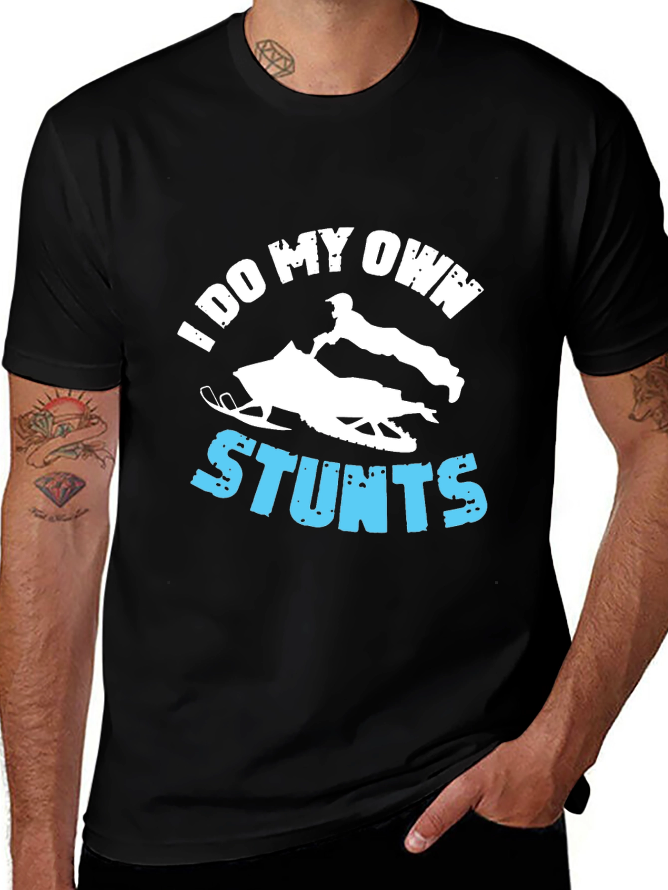 Variant 24 of I Do My Own Stunts Snowmobile Graphic T-Shirt