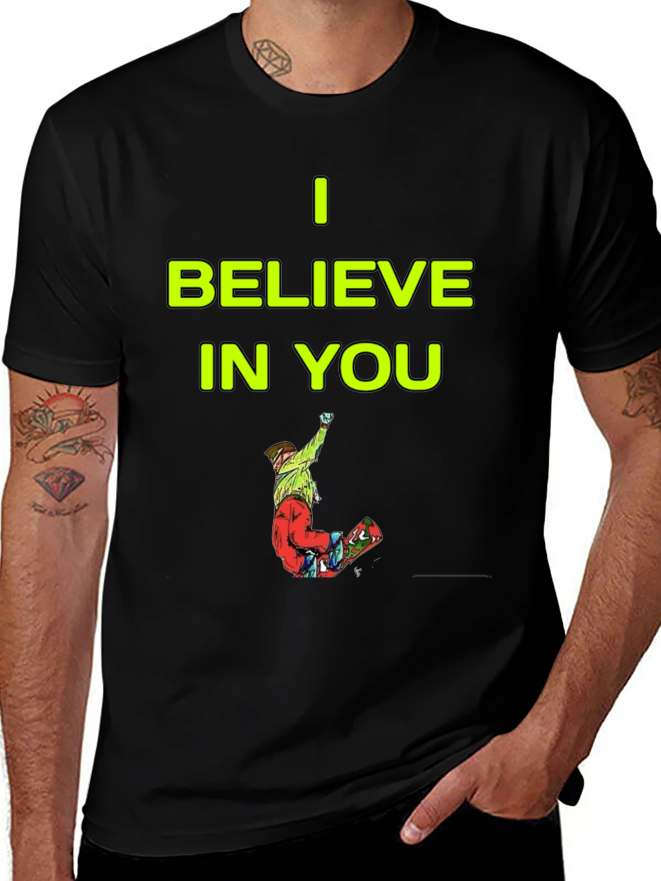 Variant 28 of Believe in You Graphic Tee - Black Cotton