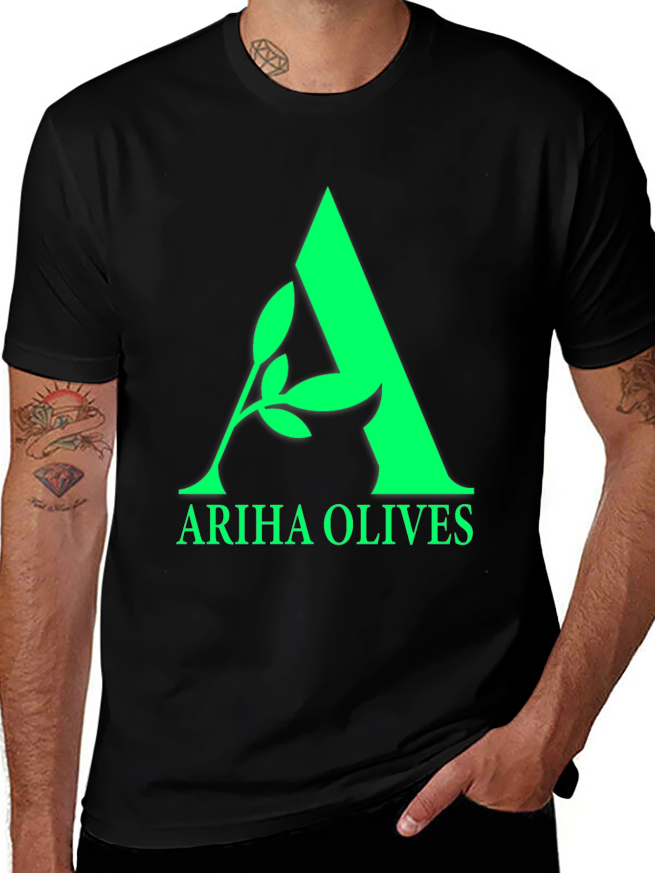 Variant 25 of Ariha Olives Black Cotton Graphic Tee
