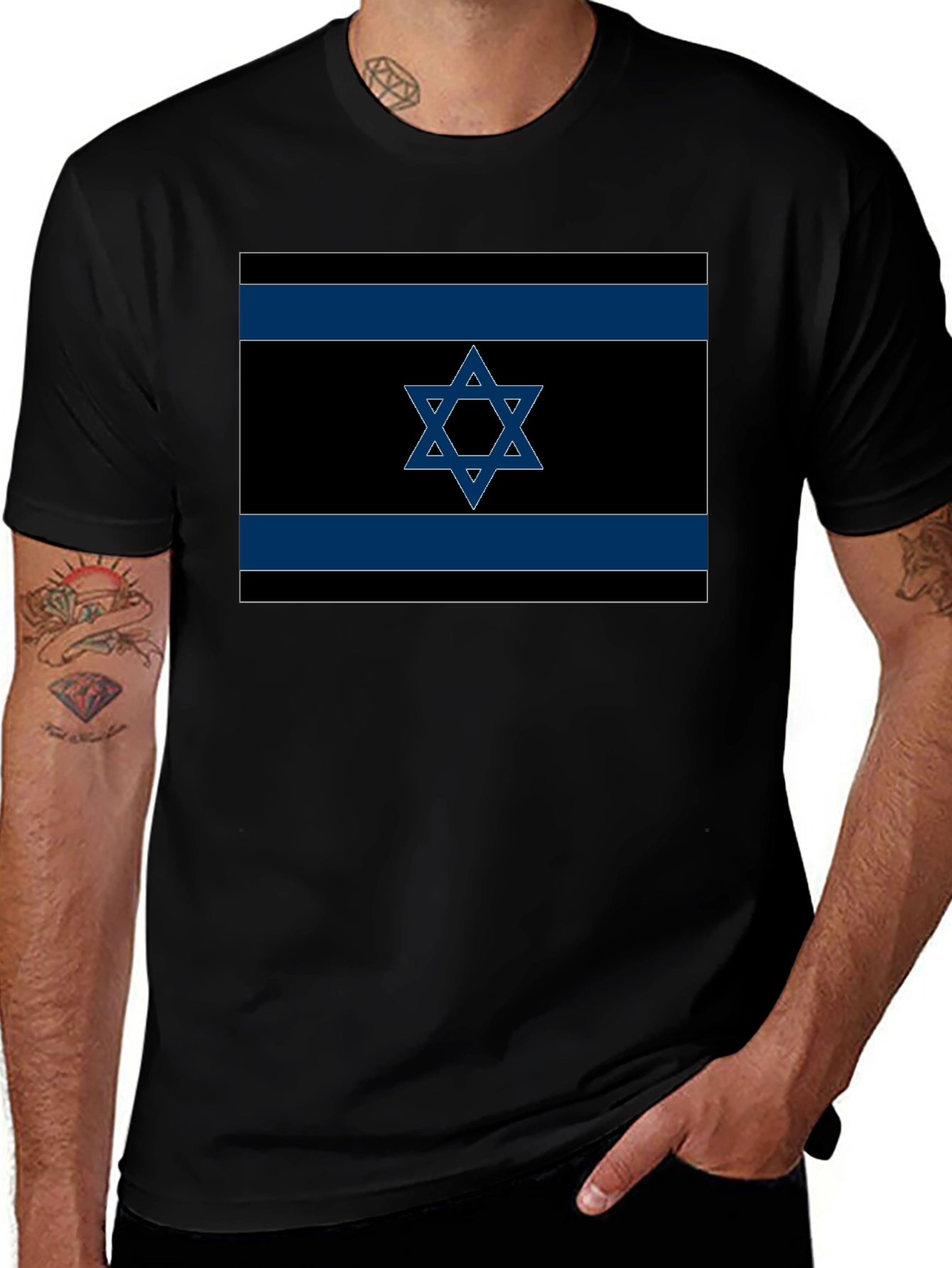 Israeli Flag Star of David Black T-Shirt