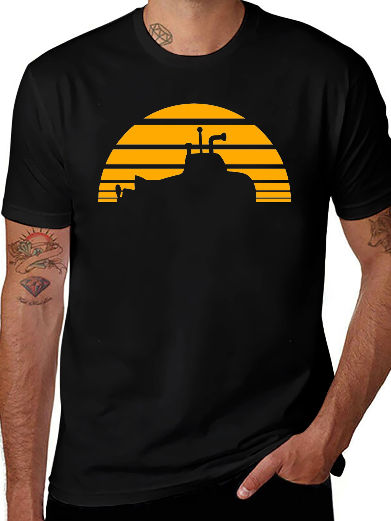 Variant 11 of Sunset Submarine Black T-Shirt - Unique Graphic Tee