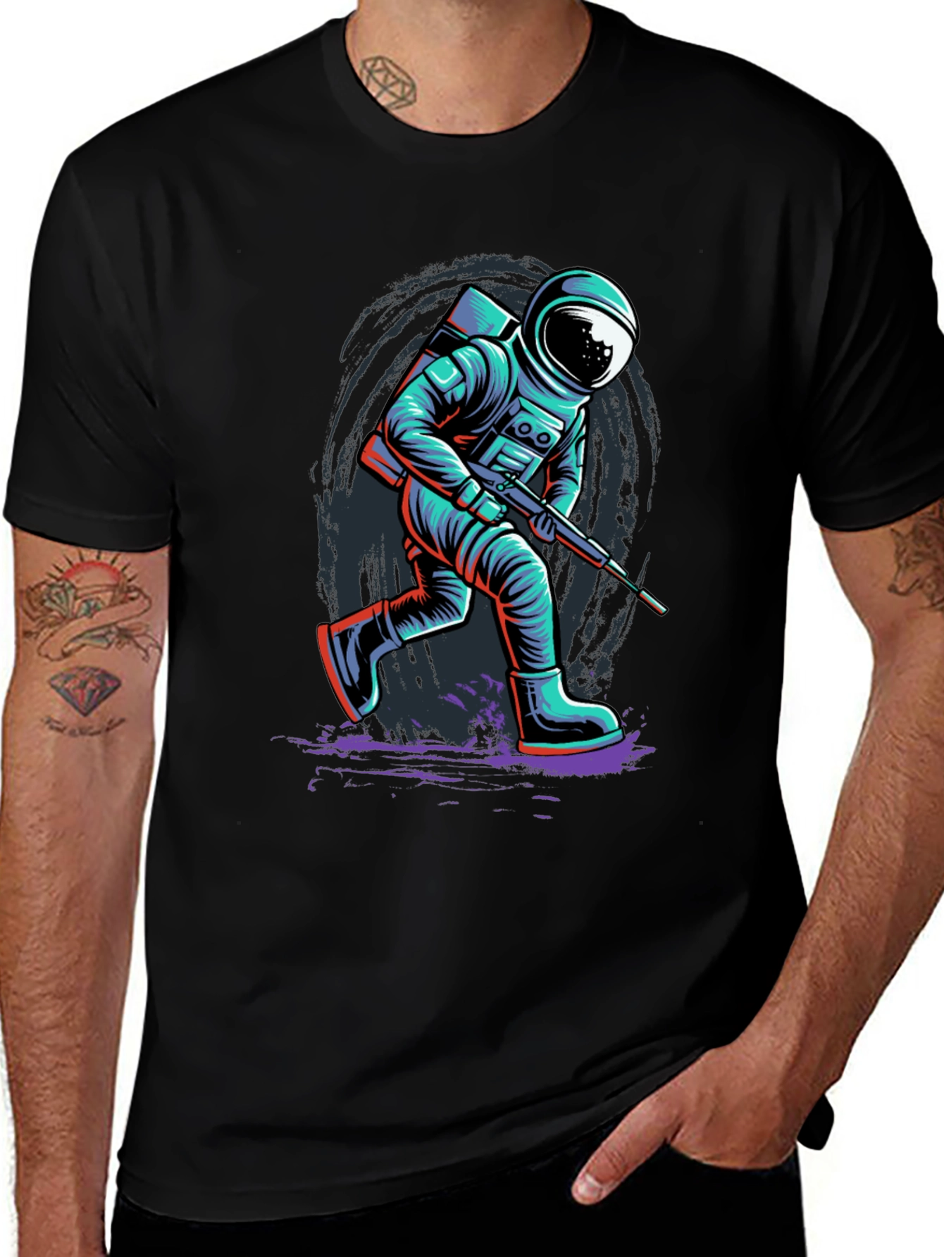 Variant 26 of Astronaut Graphic Print T-Shirt - Sci-Fi Style