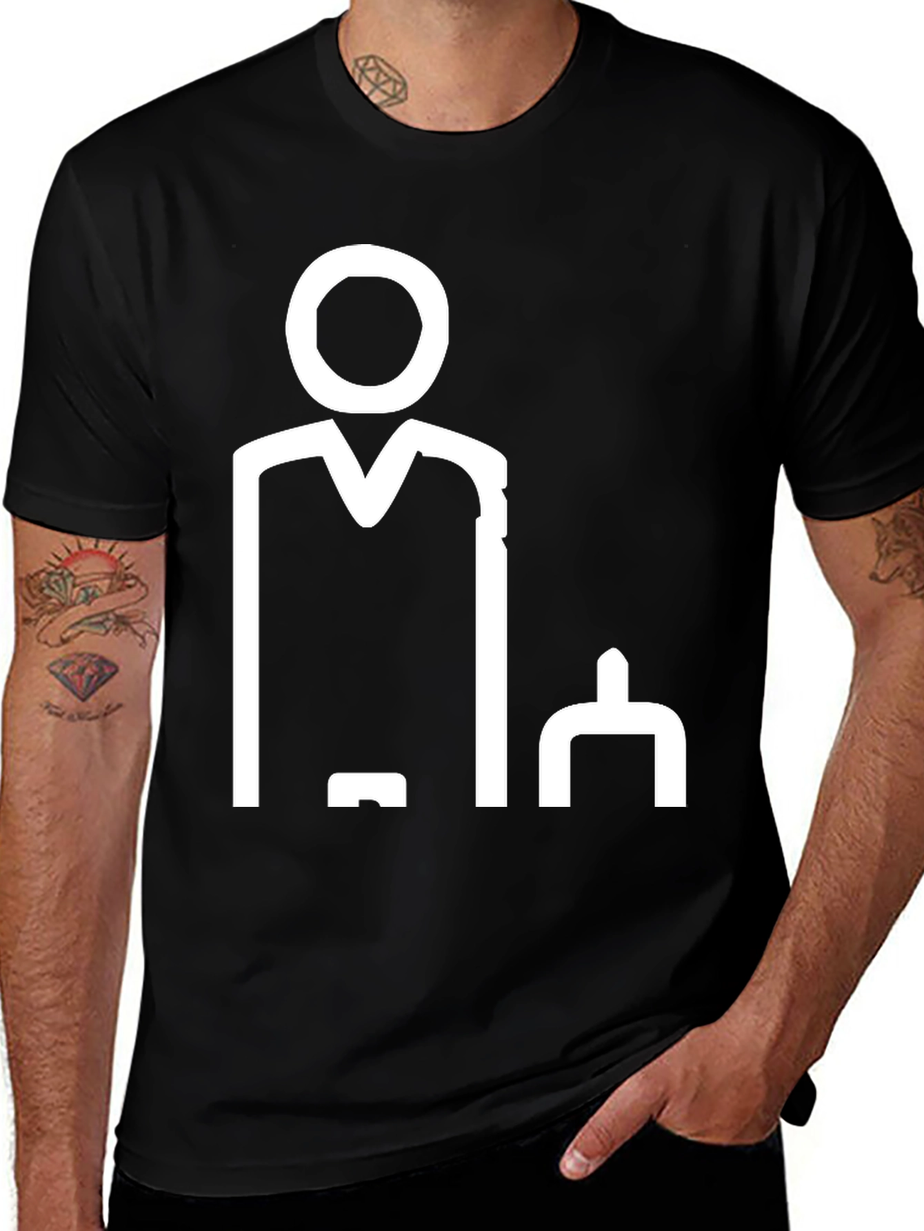 Variant 14 of Minimalist Icon Graphic Black T-Shirt